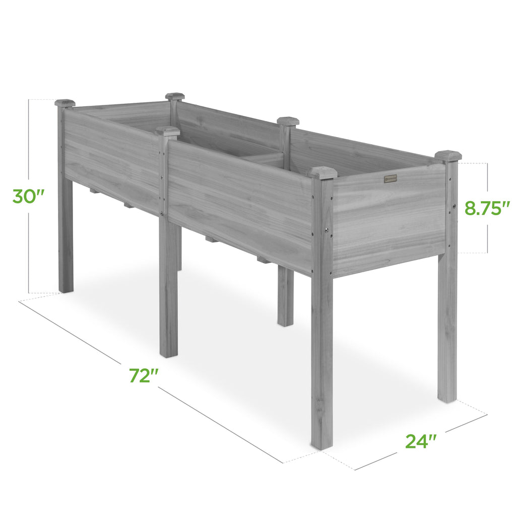 Raised Garden Bed, Elevated Wood Garden Planter Stand - 72x24x30in