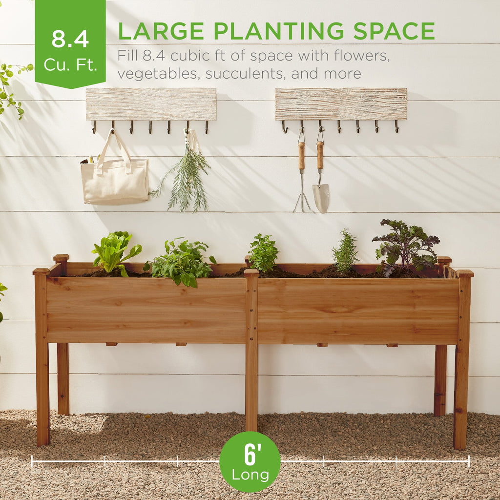 Raised Garden Bed, Elevated Wood Garden Planter Stand - 72x24x30in