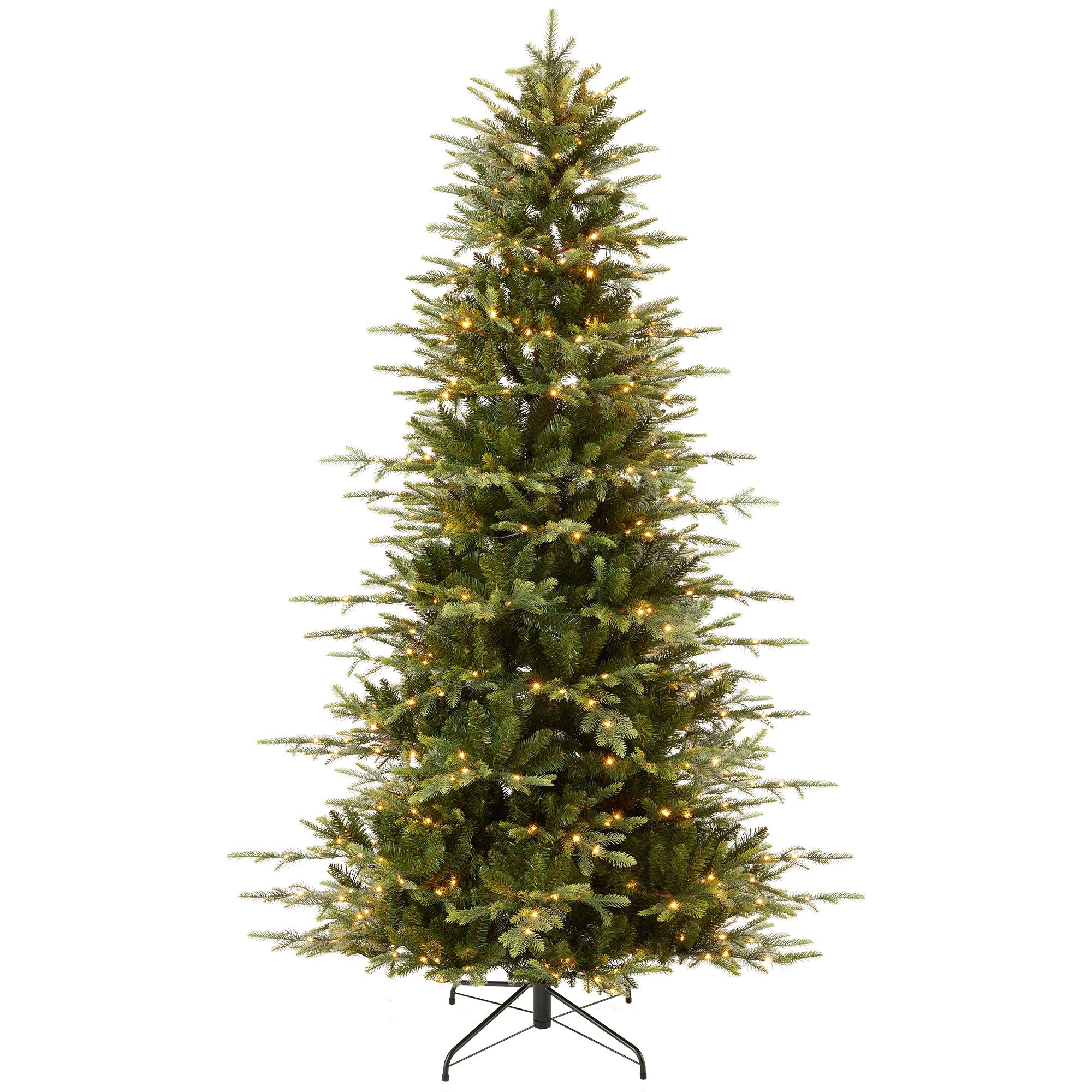 Pre-Lit Artificial Aspen Slim Noble Fir Christmas Tree w/ Metal Stand