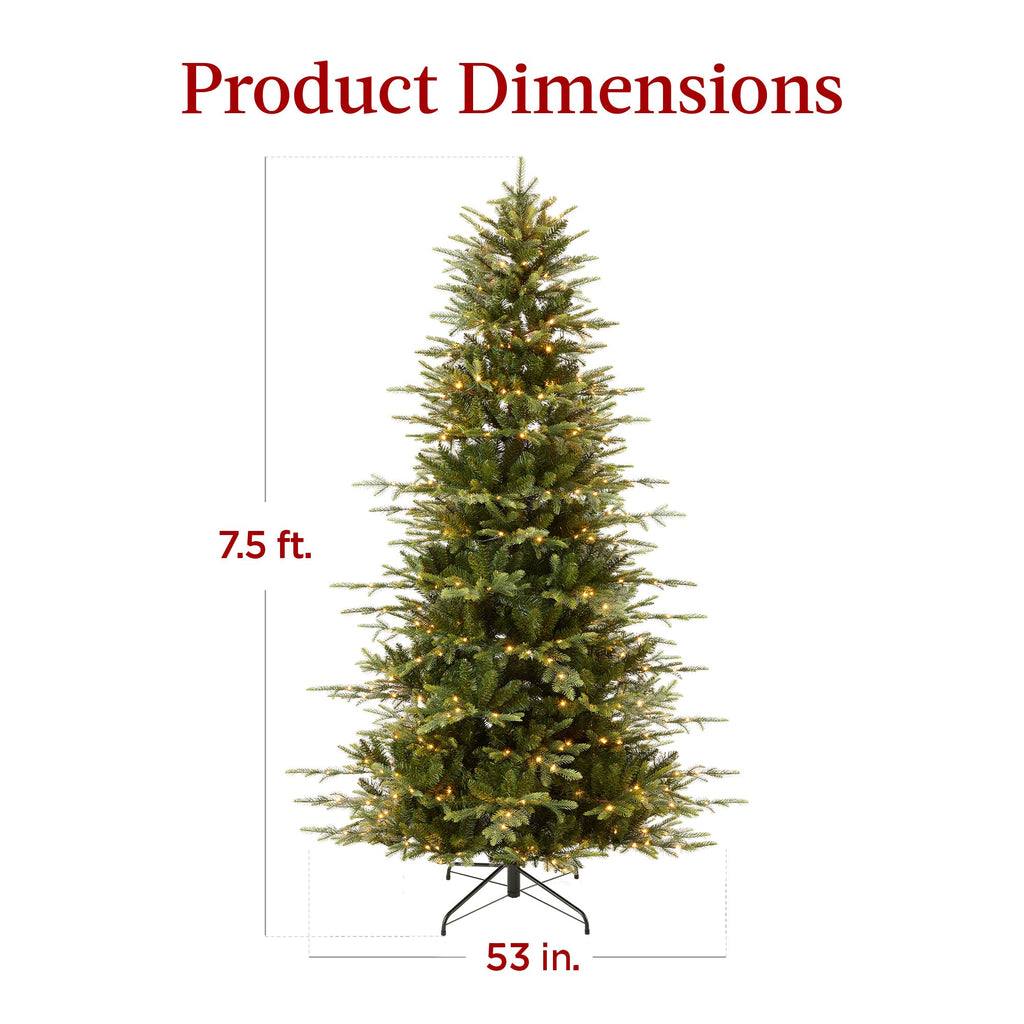 Pre-Lit Artificial Aspen Slim Noble Fir Christmas Tree w/ Metal Stand