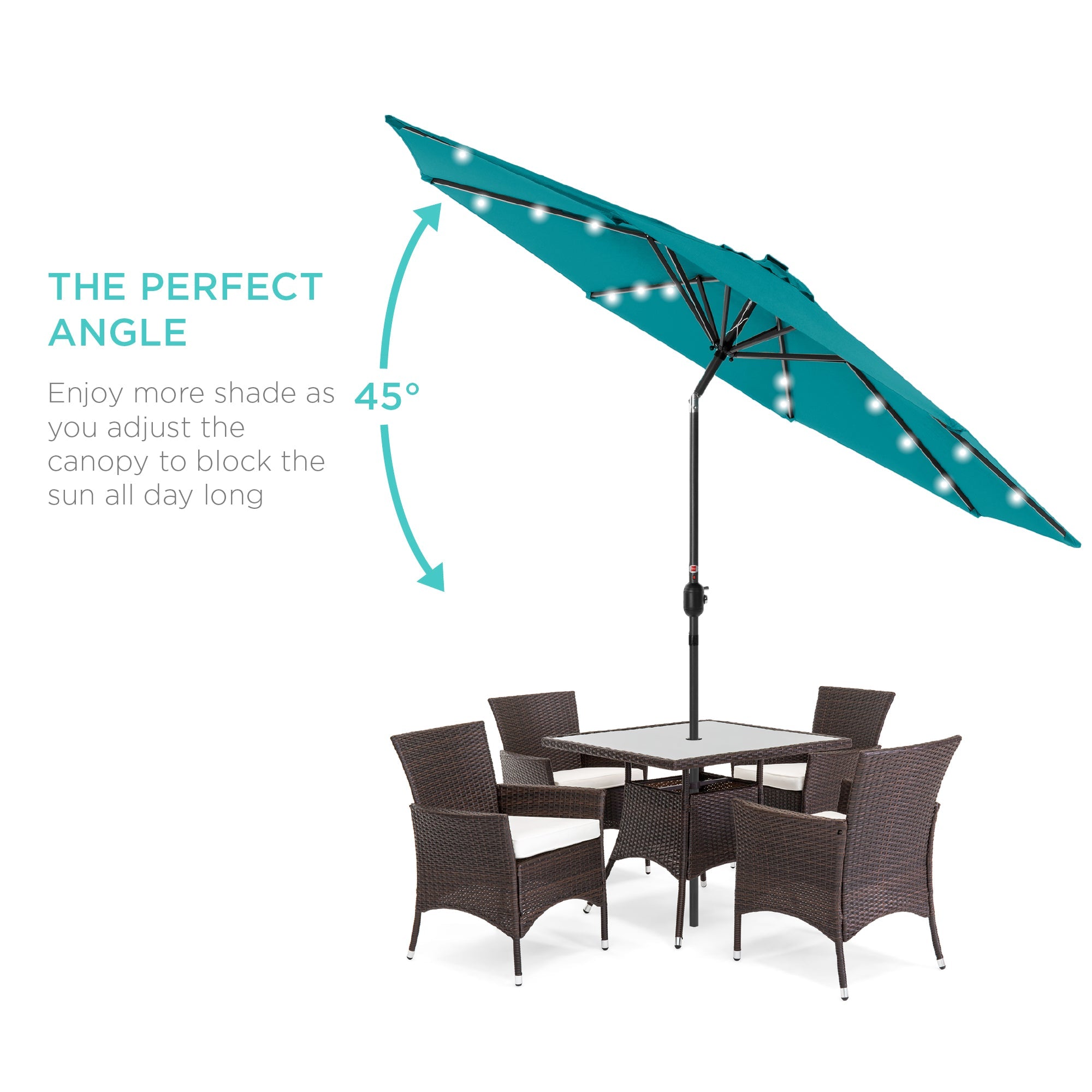 Solar LED Lighted Patio Umbrella w/ Tilt Adjustment, UV-Resistant - 10ft