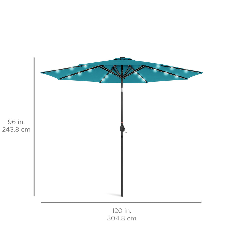 Solar LED Lighted Patio Umbrella w/ Tilt Adjustment, UV-Resistant - 10ft