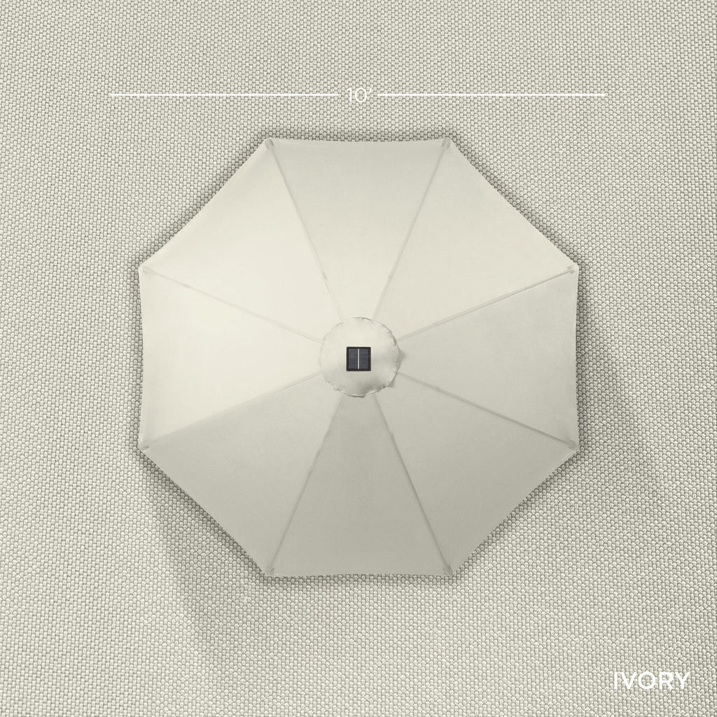 Solar LED Lighted Patio Umbrella w/ Tilt Adjustment, UV-Resistant - 10ft