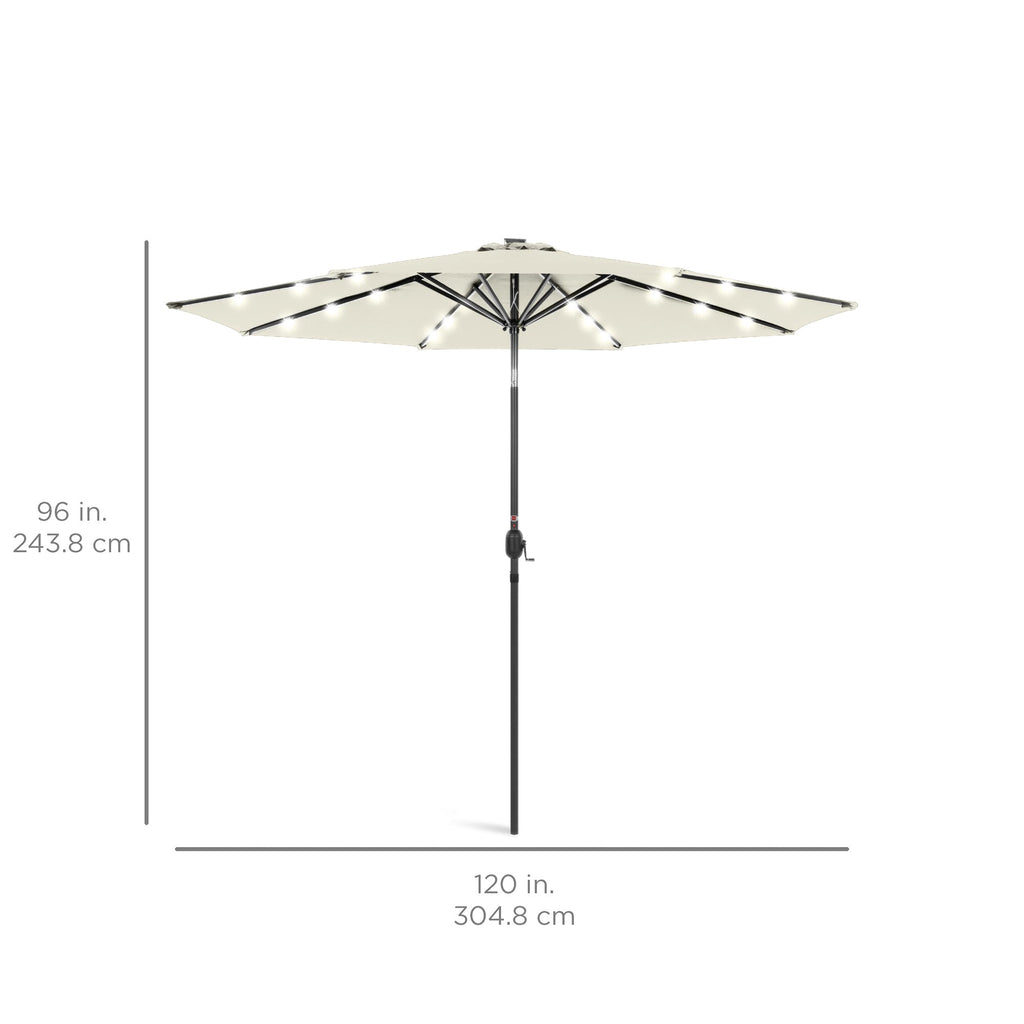 Solar LED Lighted Patio Umbrella w/ Tilt Adjustment, UV-Resistant - 10ft