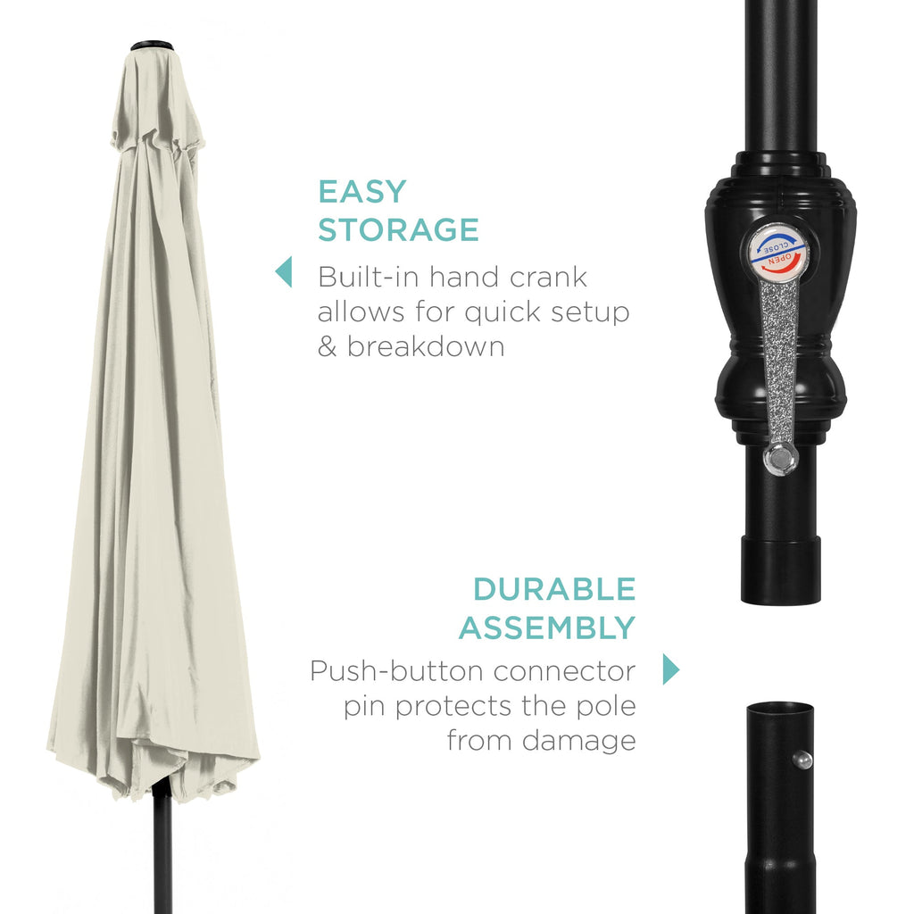 Outdoor Steel Market Patio Umbrella Decoration w/ Tilt, Crank Lift - 10ft