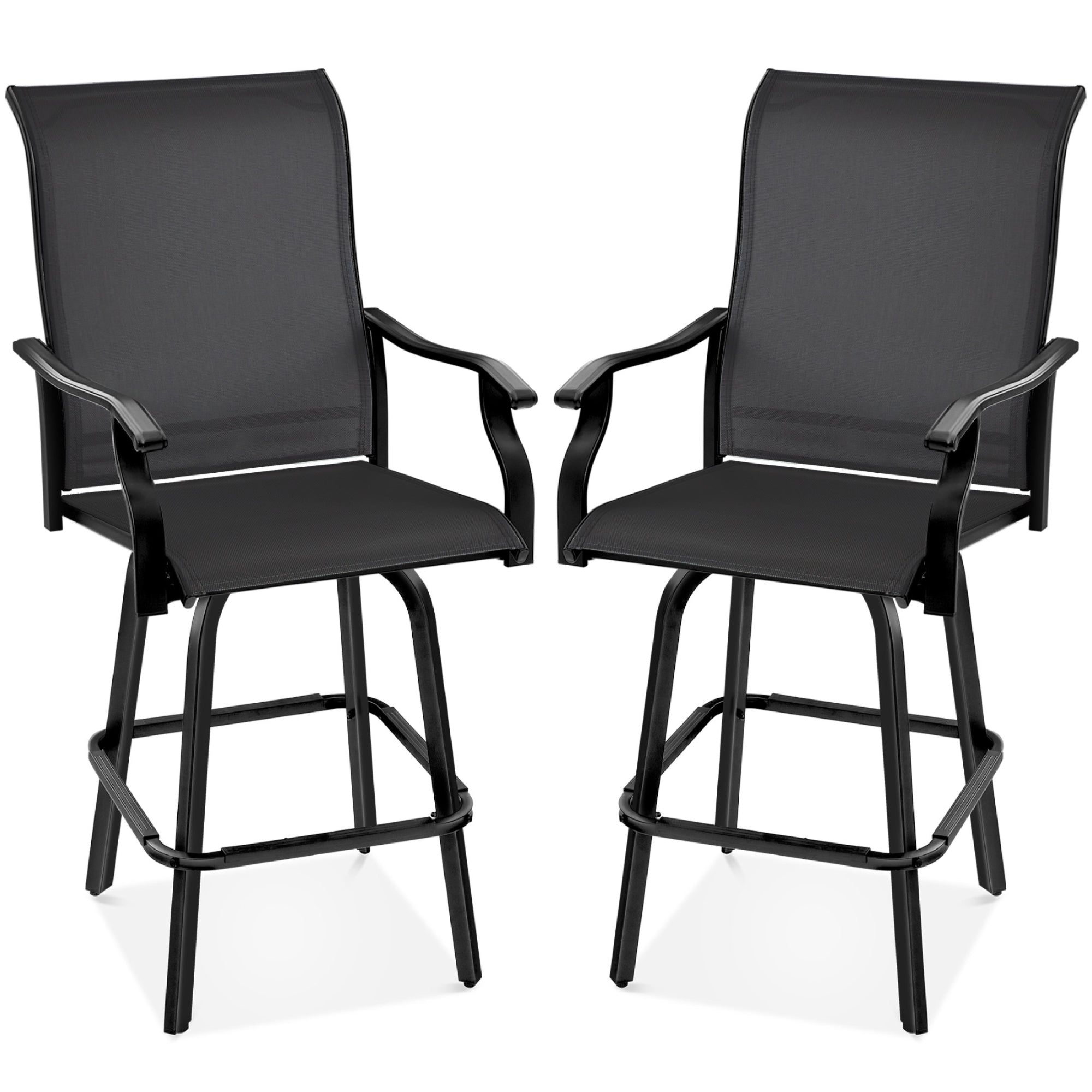 Set of 2 Swivel Barstools w/ 360 Rotation, All-Weather Mesh