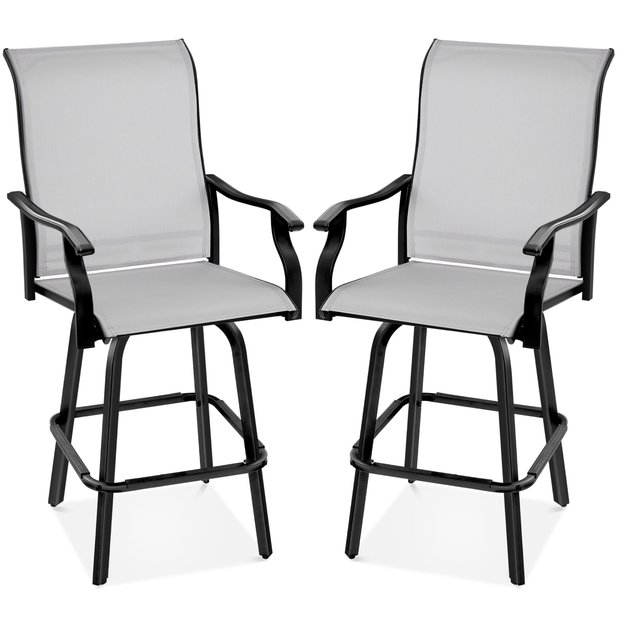 Set of 2 Swivel Barstools w/ 360 Rotation, All-Weather Mesh