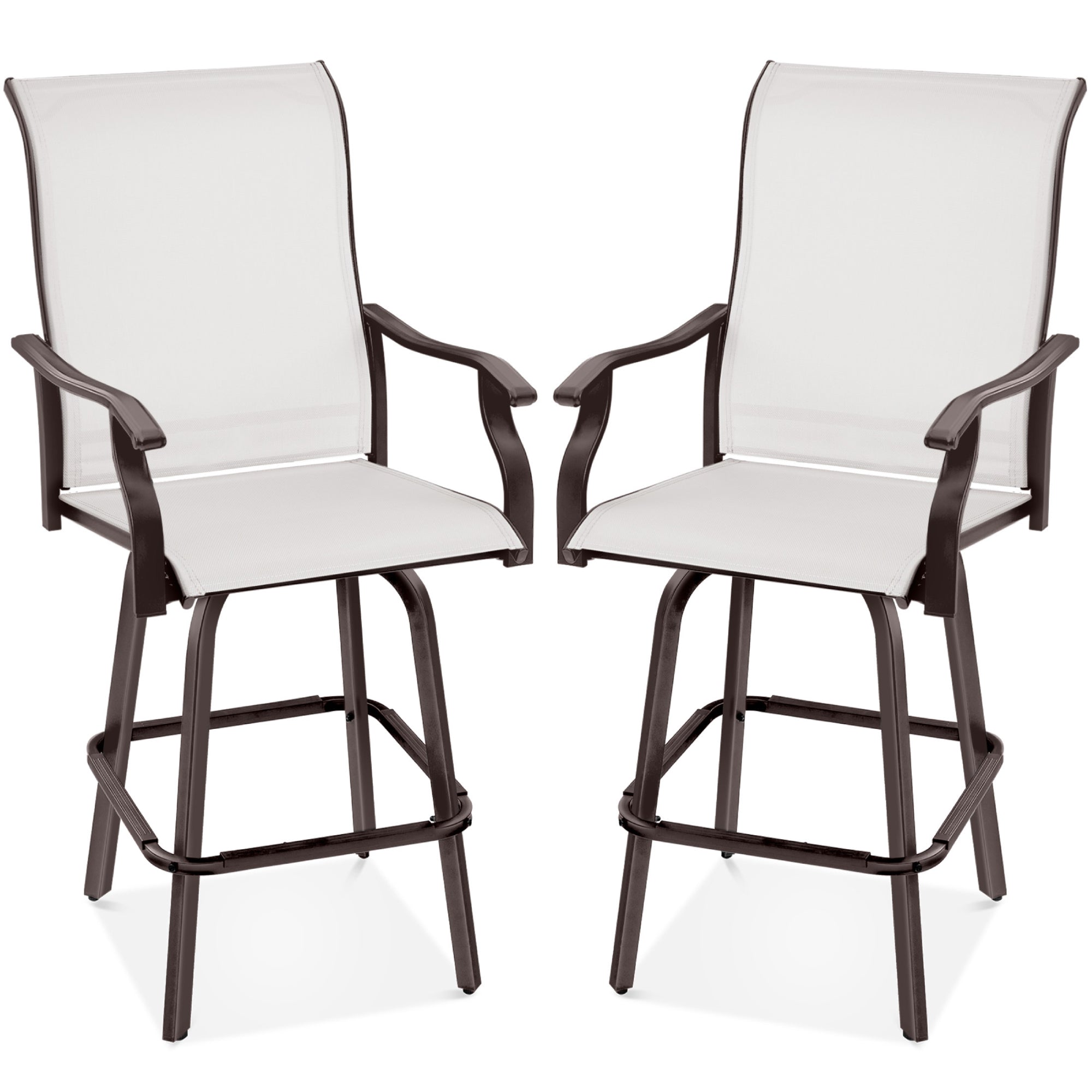 Set of 2 Swivel Barstools w/ 360 Rotation, All-Weather Mesh