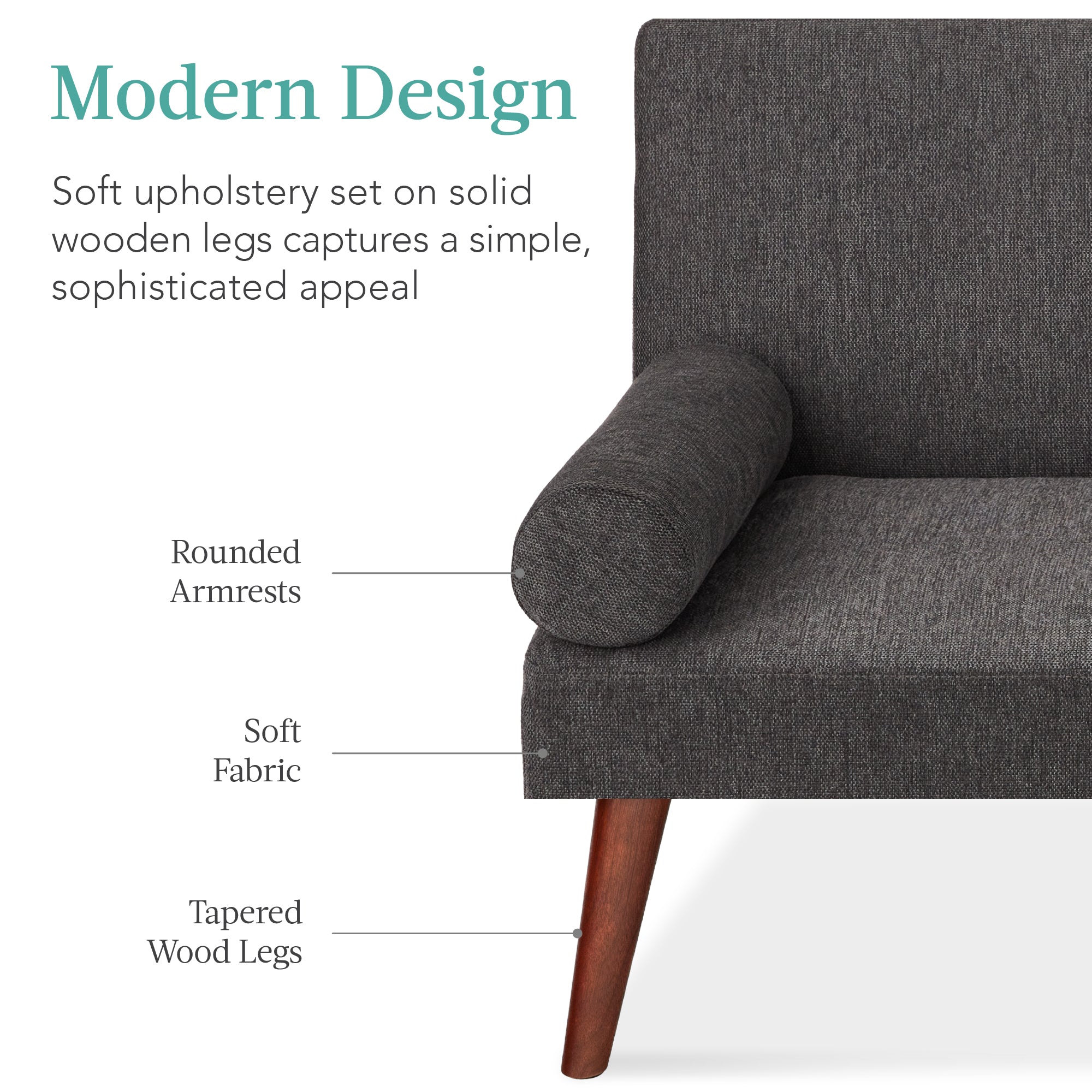 Fabric Upholstered Convertible Futon w/ Rounded Armrests, 2 Cupholders