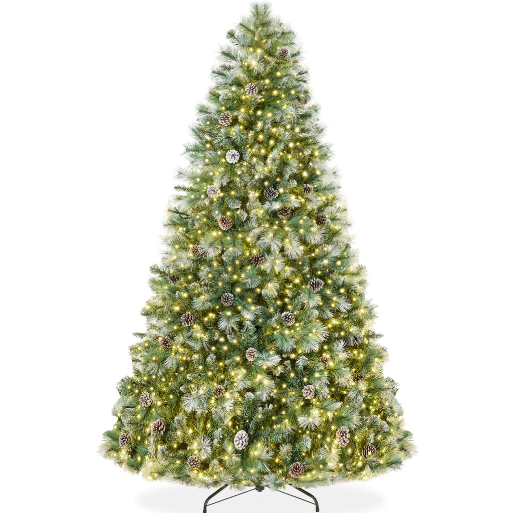 Pre-Lit Frosted Artificial Scotch Pine Christmas Tree w/ Metal Stand