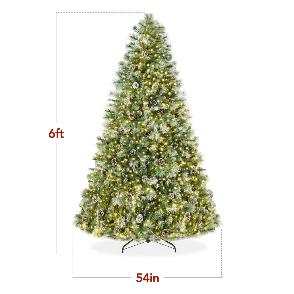 Pre-Lit Frosted Artificial Scotch Pine Christmas Tree w/ Metal Stand