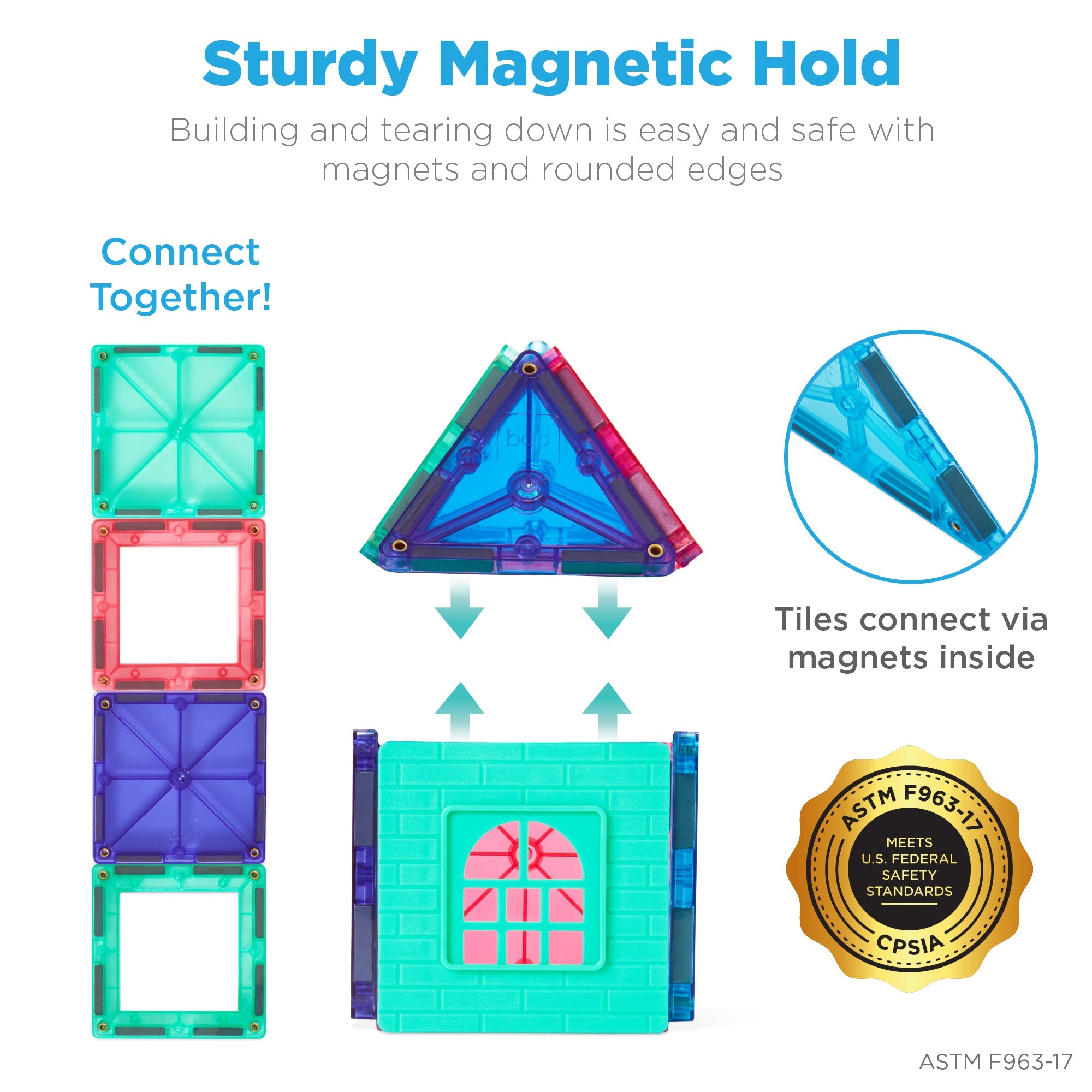 110-Piece Kids Magnetic Tiles STEM Construction Toy Building Block Set