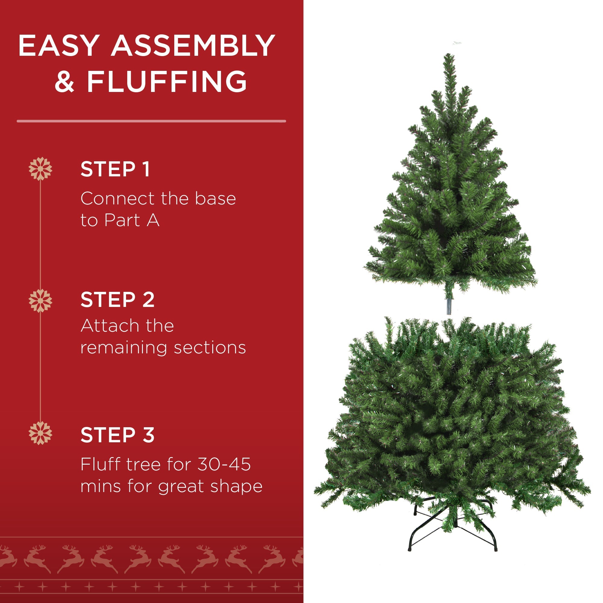 Unlit Artificial Green Spruce Christmas Tree, w/Easy Assembly