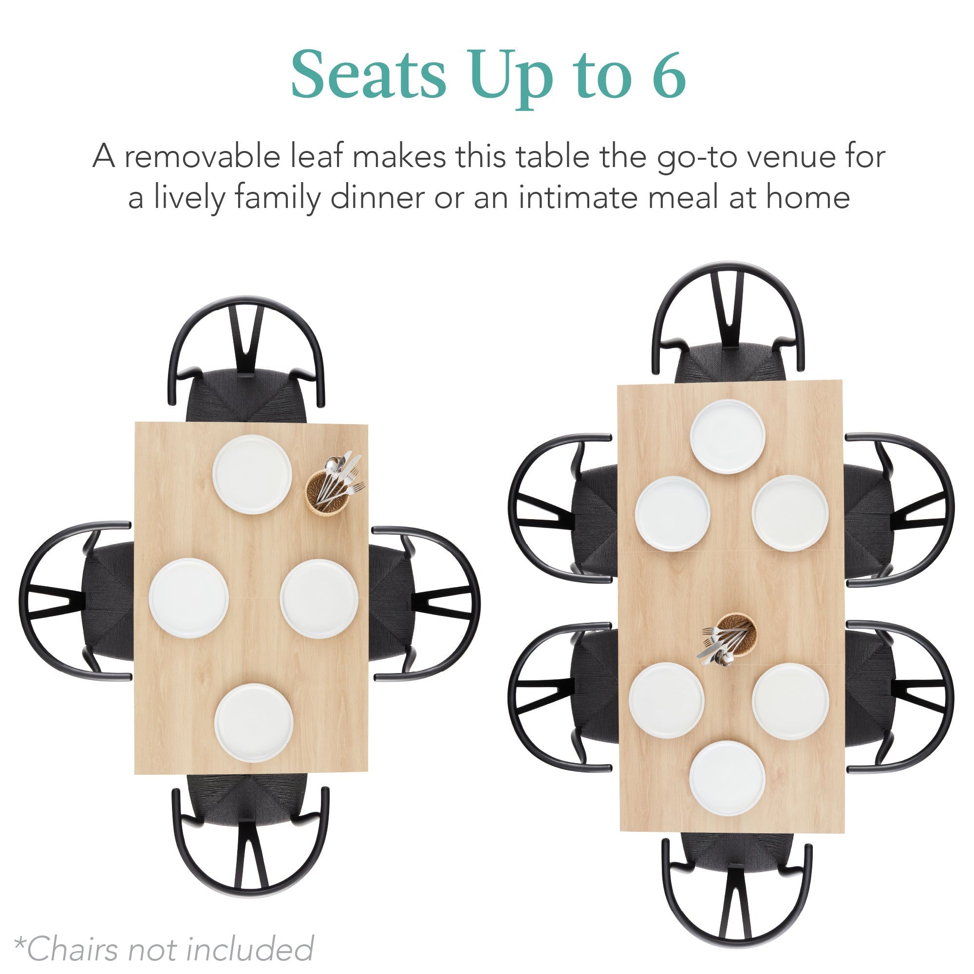 Modern Extendable Dining Table w/ Leaf Extension, 2 Locks - 47 to 63in