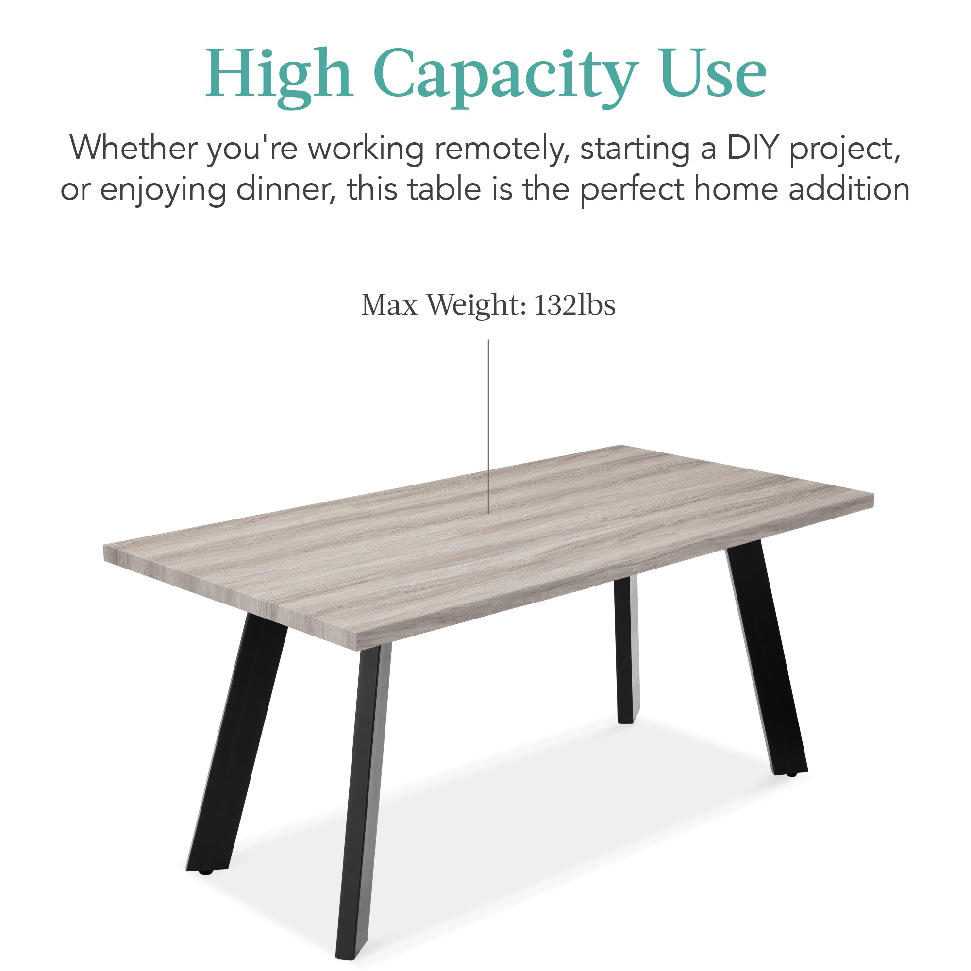 Modern Extendable Dining Table w/ Leaf Extension, 2 Locks - 47 to 63in