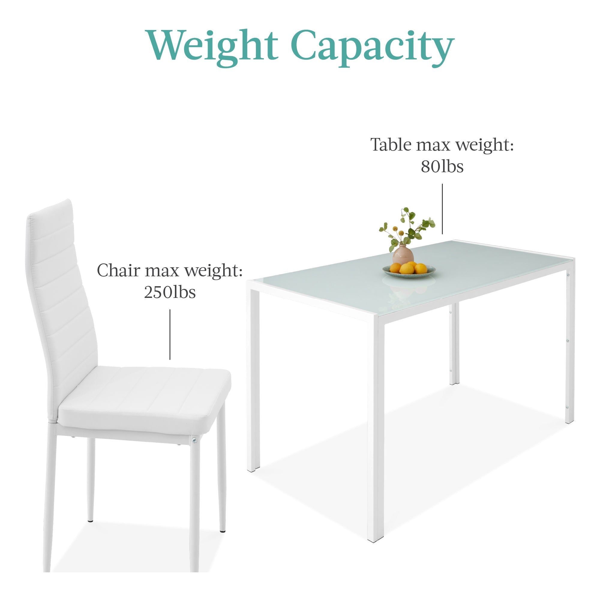 7-Piece Dining Table Set w/ Glass Top, Leather Chairs