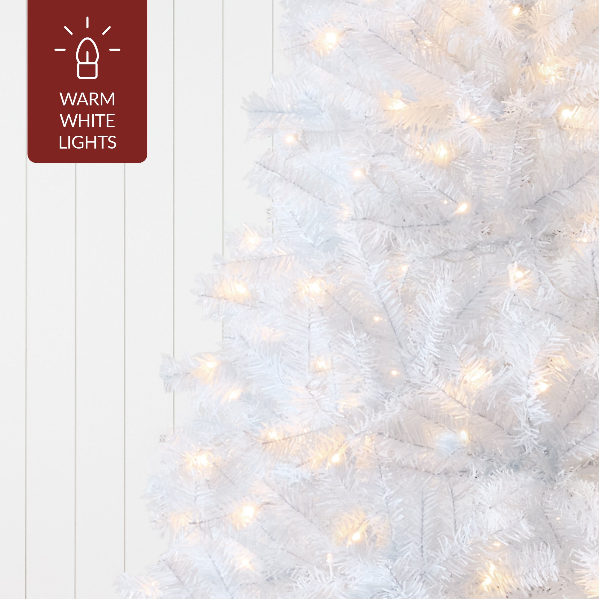 Pre-Lit Hinged Artificial White Pine Christmas Tree w/ Lights, Metal Stand