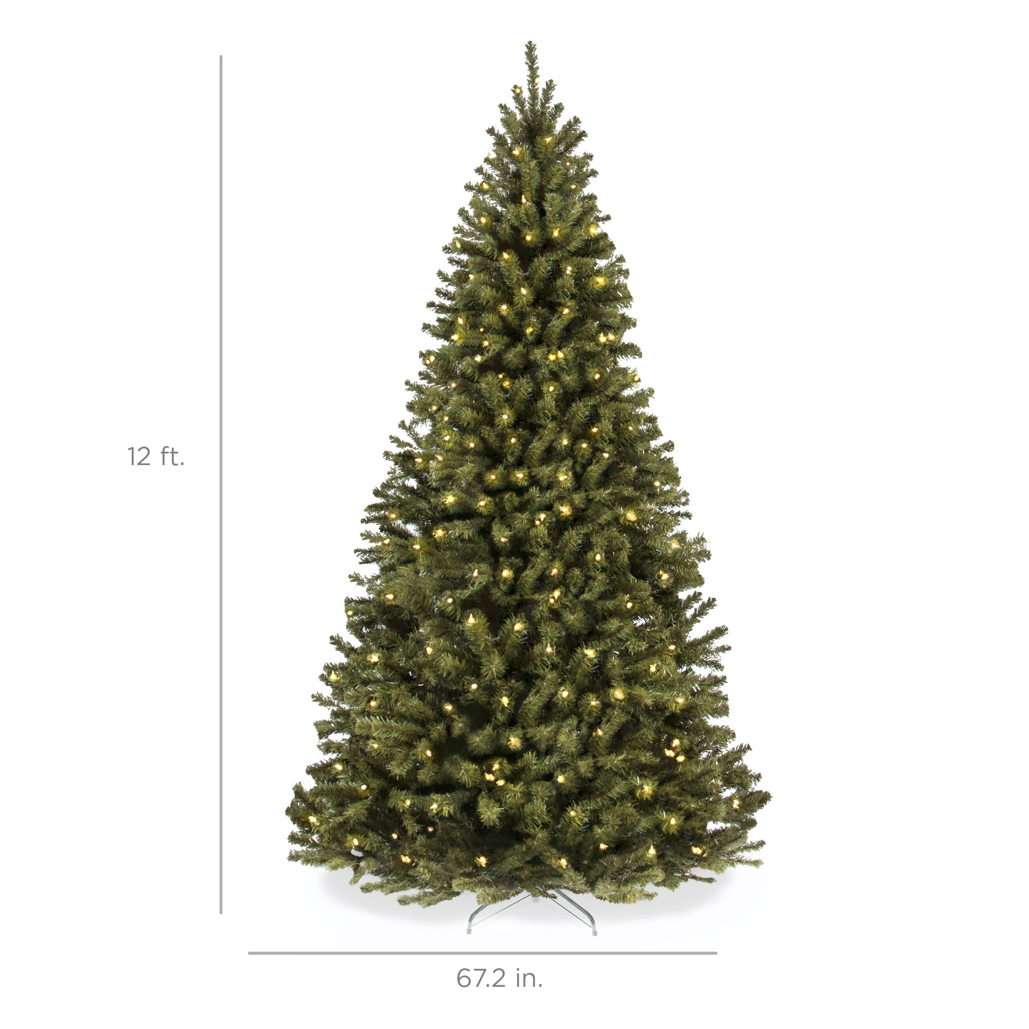 Pre-Lit Artificial Green Spruce Christmas Tree, w/Easy Assembly
