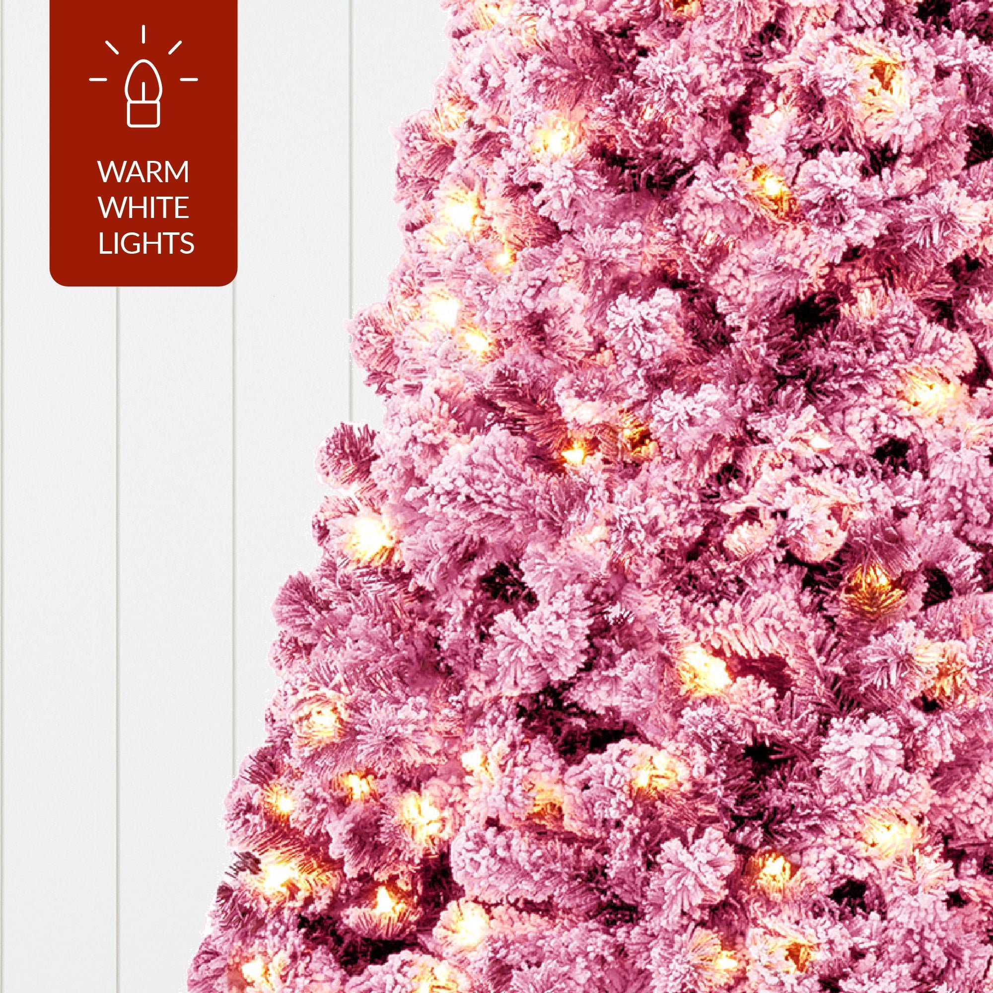 Prelit Pink Christmas Tree, Snow Flocked Full Holiday Decor w/ Metal Base