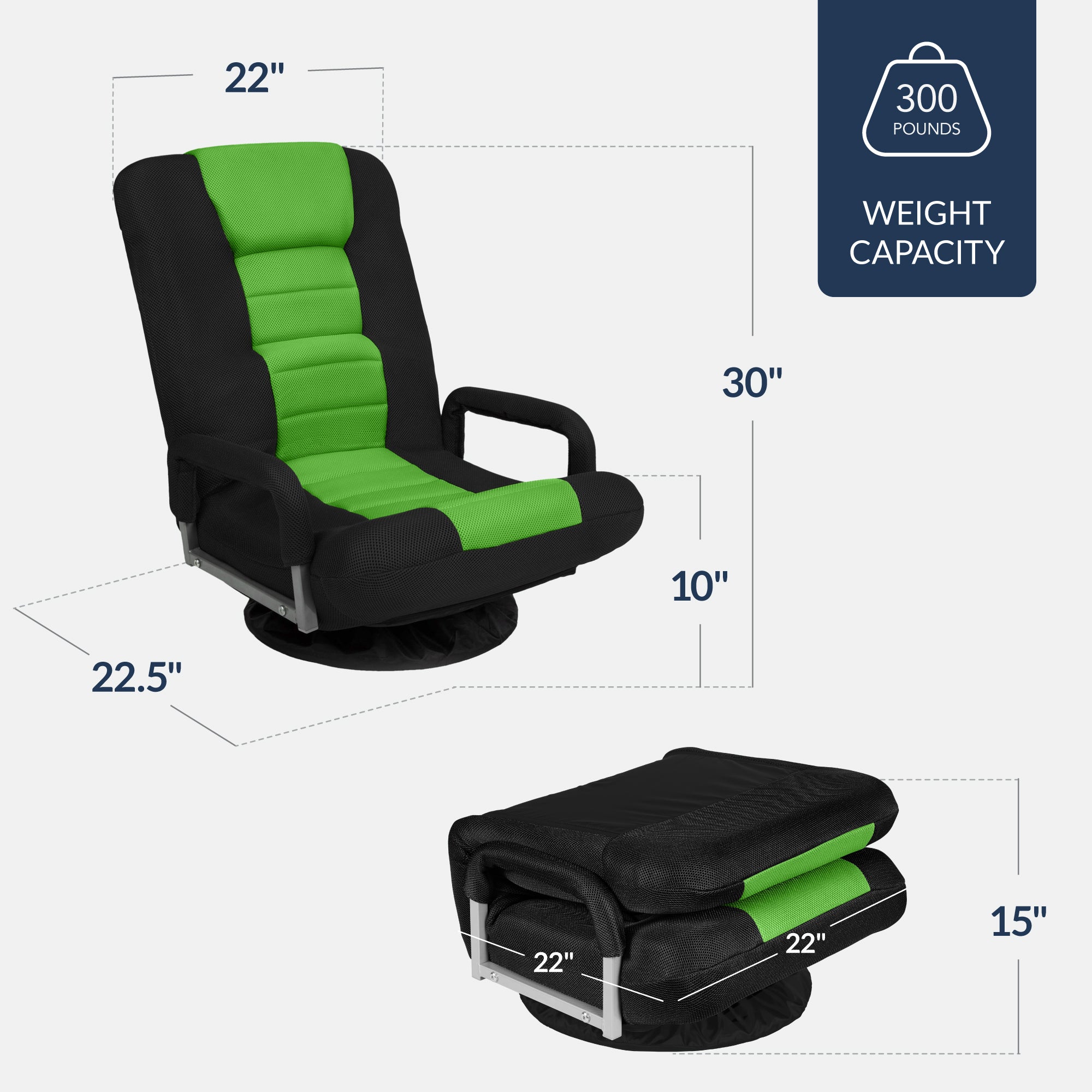 Gaming Floor Chair w/ 360-Degree Swivel, Armrest, Adjustable Backrest