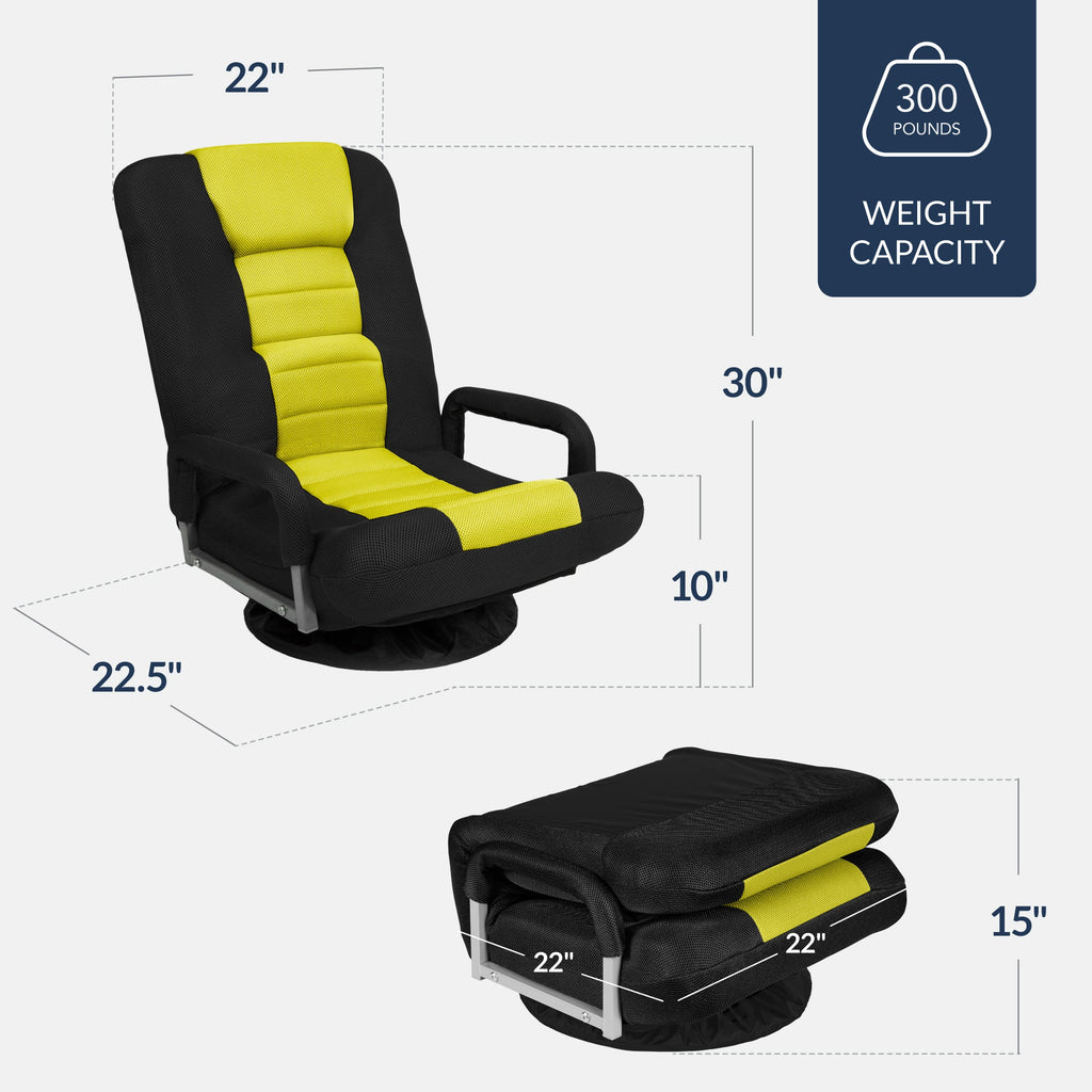 Gaming Floor Chair w/ 360-Degree Swivel, Armrest, Adjustable Backrest