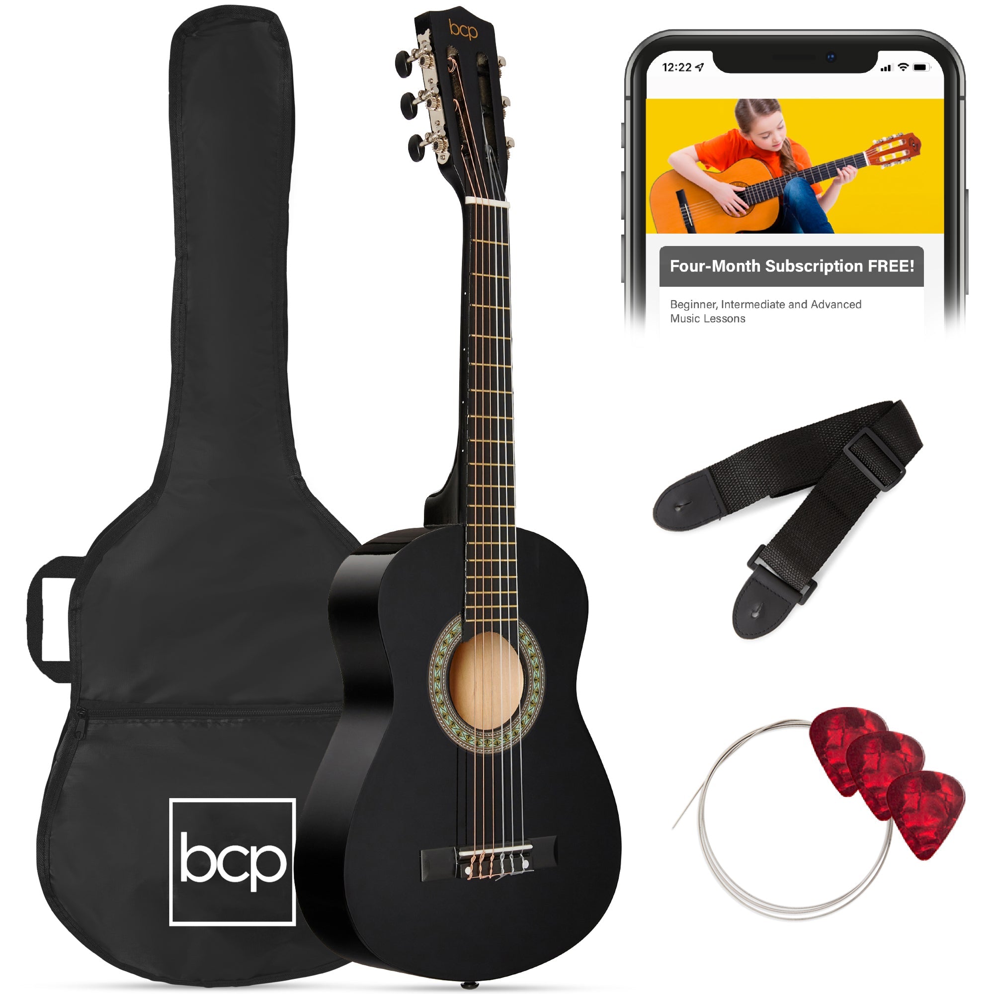 Kids Acoustic Guitar Beginner Starter Kit w/ Carrying Case - 30in