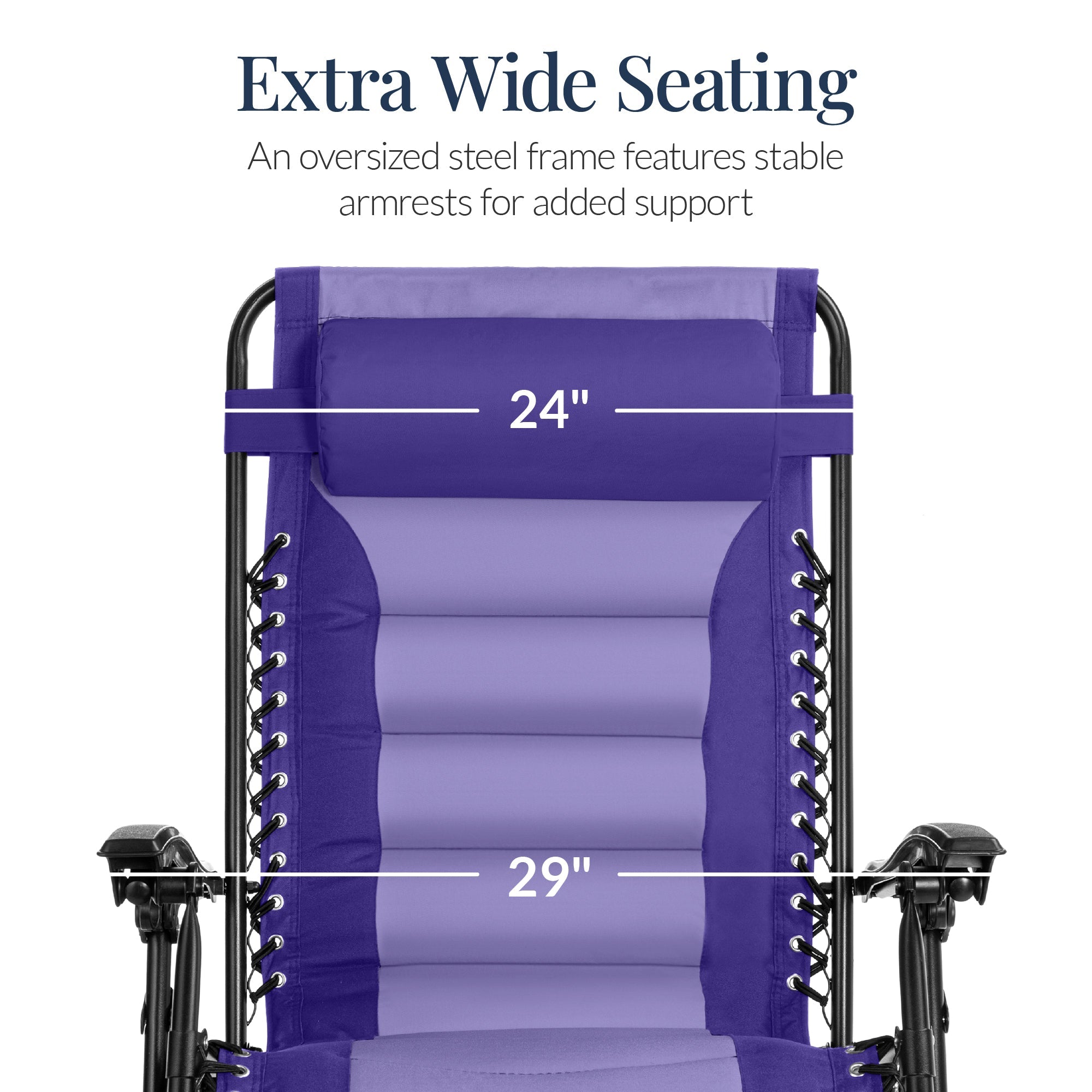 Oversized Padded Zero Gravity Chair, Folding Recliner w/ Headrest, Side Tray