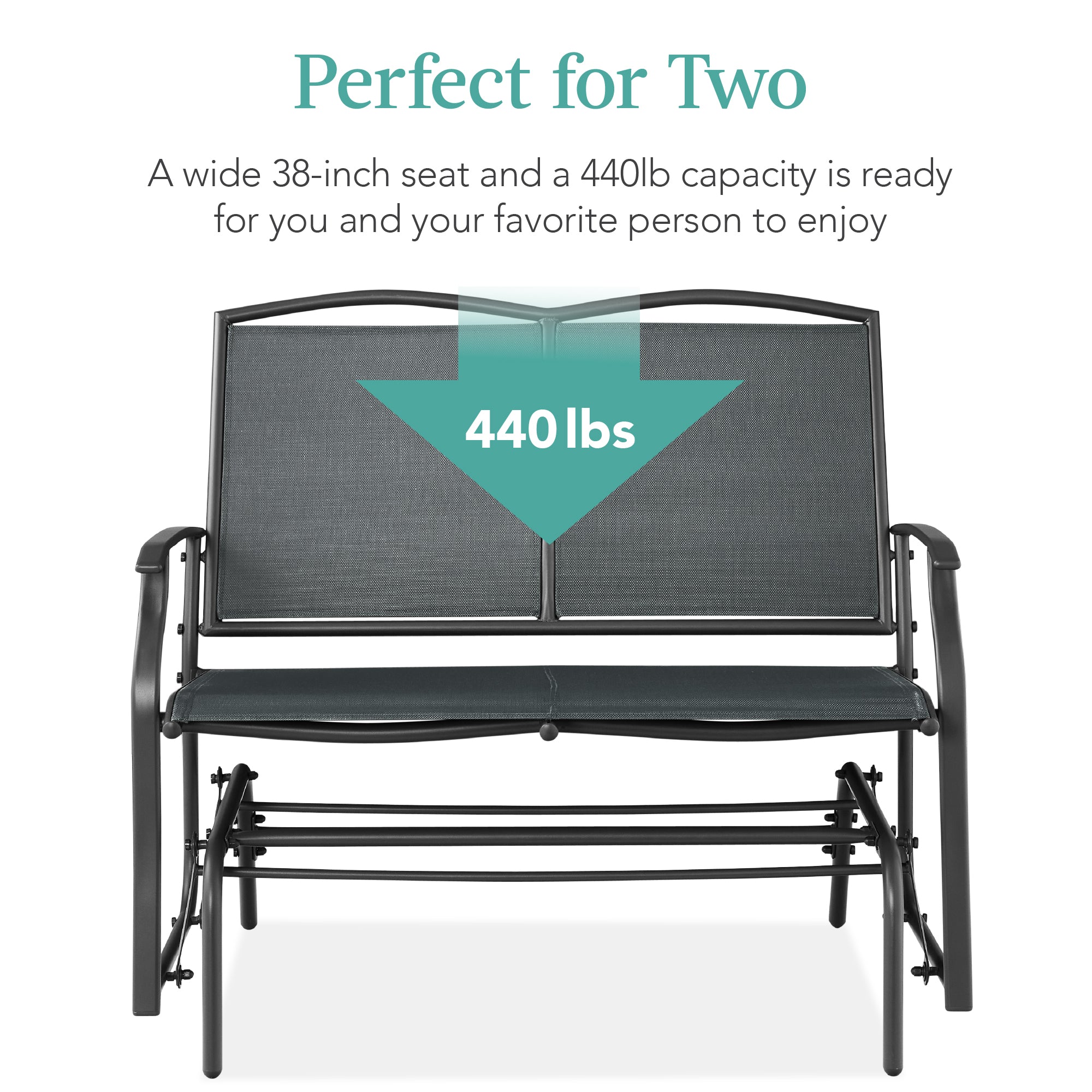 2-Person Patio Loveseat Swing Glider, Bench Rocker w/ Armrests