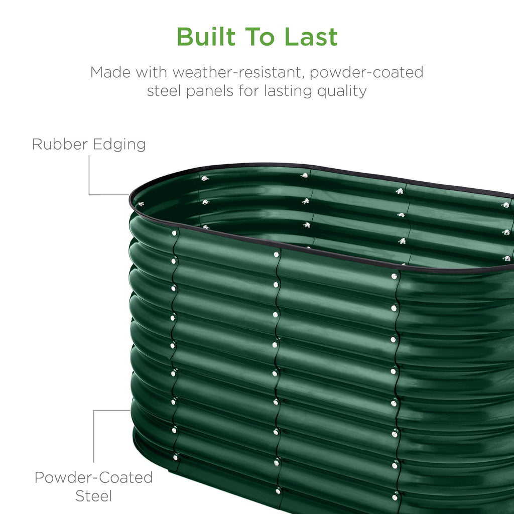 Outdoor Raised Metal Oval Garden Bed, Planter Box - 4x2x2ft