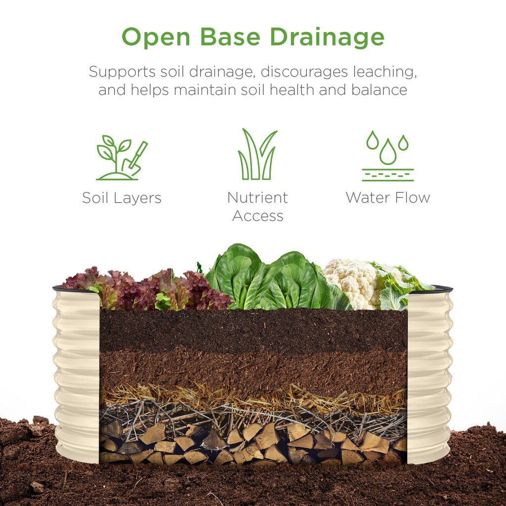 Outdoor Raised Metal Oval Garden Bed, Planter Box - 4x2x2ft