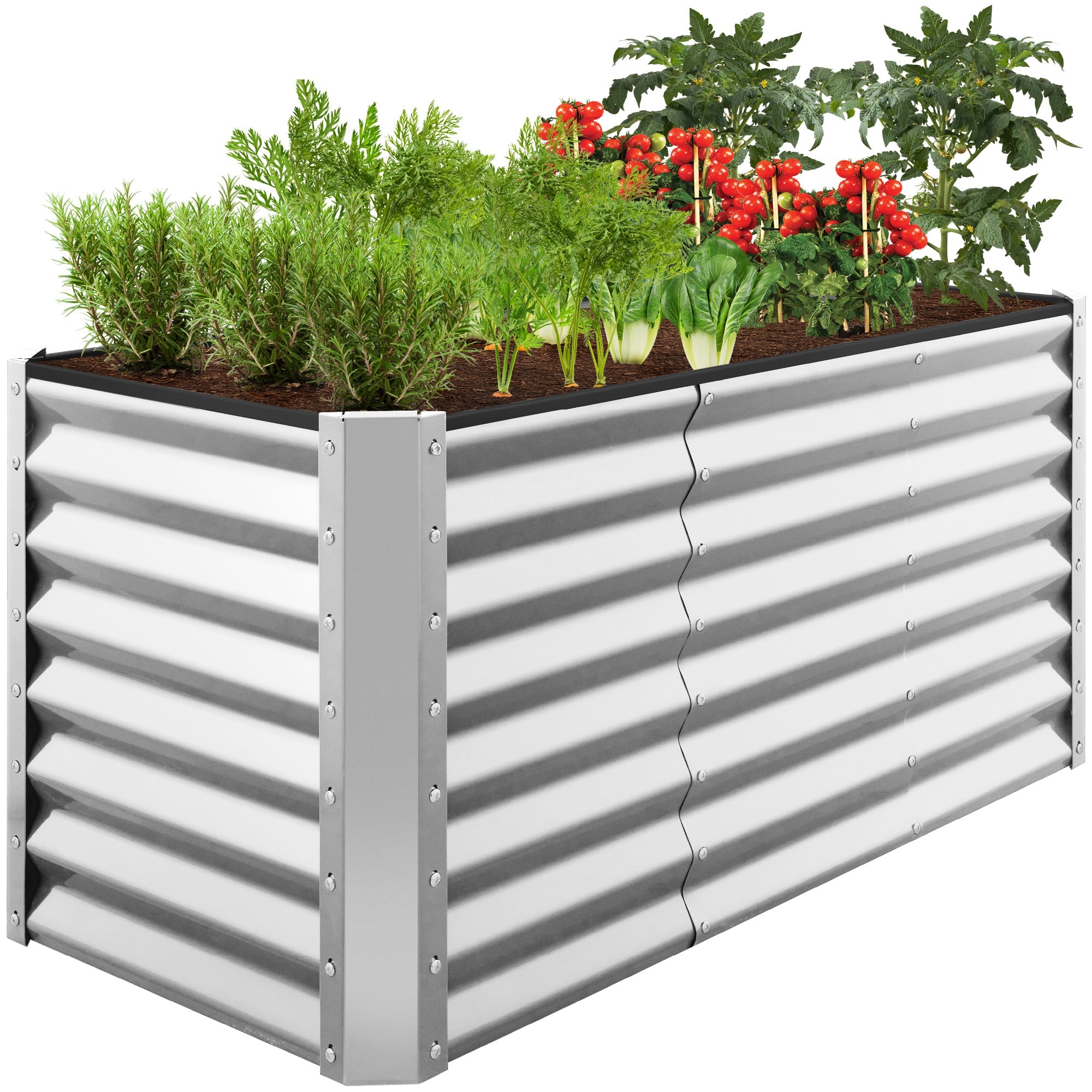 Outdoor Raised Metal Garden Bed for Vegetables, Flowers, Herbs - 4x2x2ft
