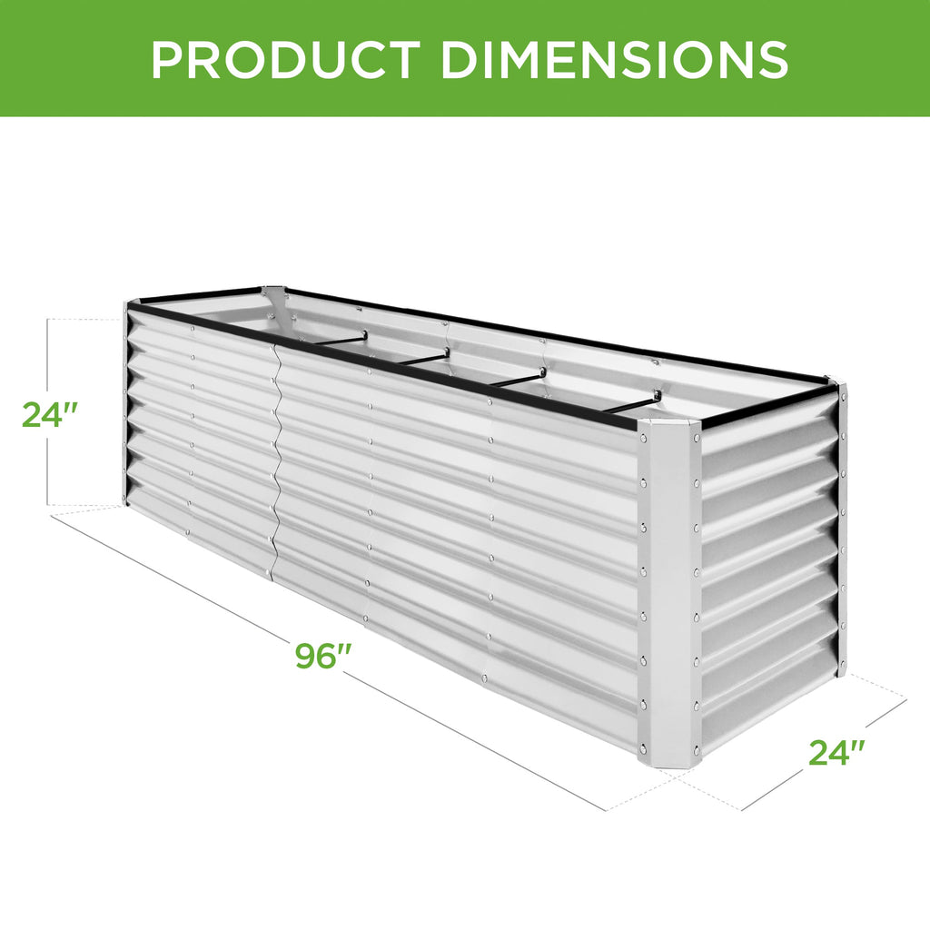 Outdoor Metal Raised Garden Bed for Vegetables, Flowers, Herbs - 8x2x2ft