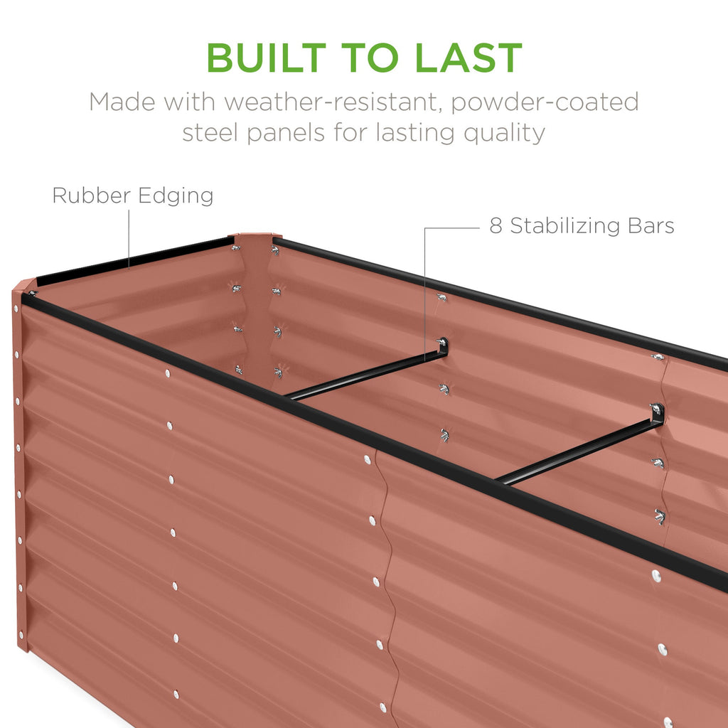 Outdoor Metal Raised Garden Bed for Vegetables, Flowers, Herbs - 8x2x2ft