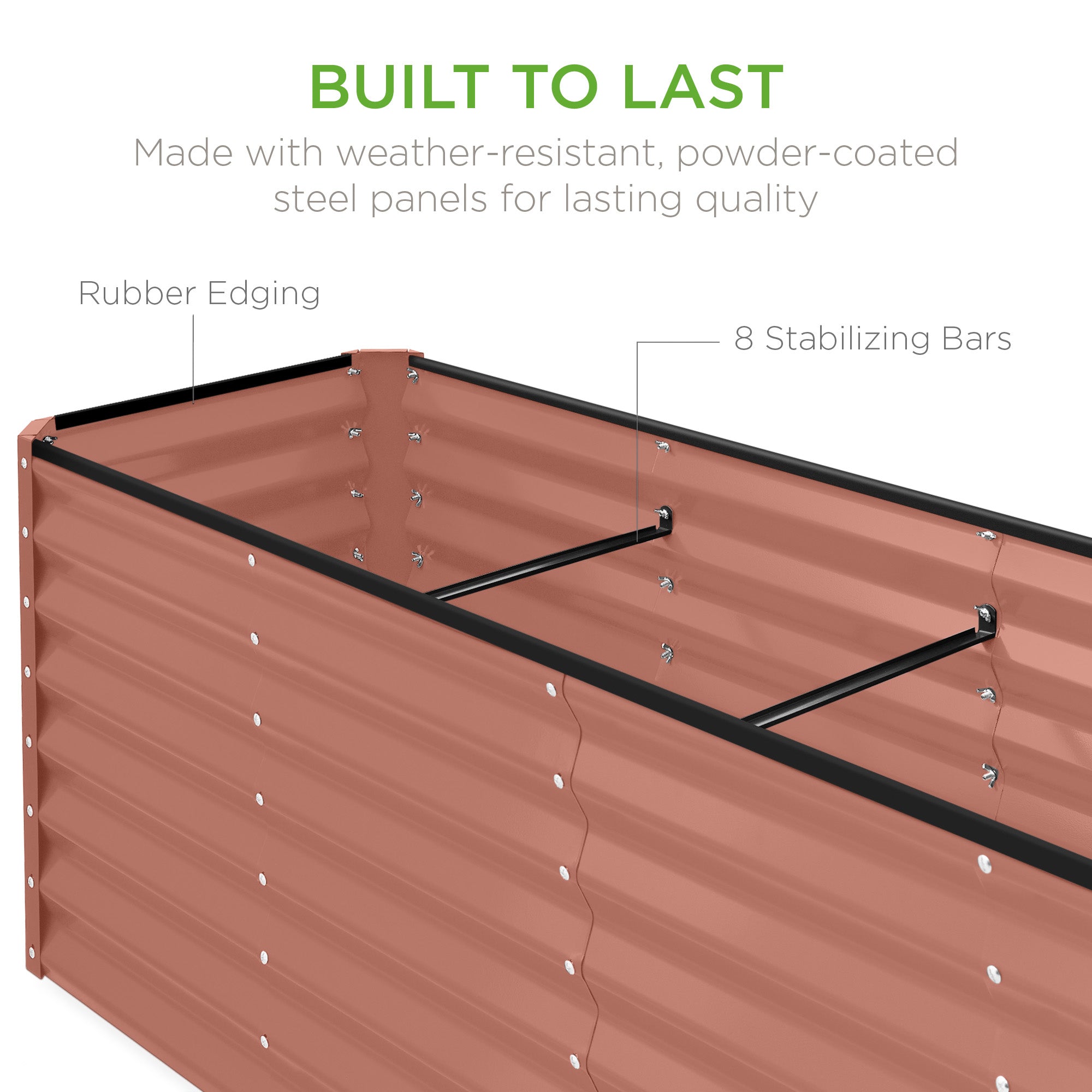 Outdoor Metal Raised Garden Bed for Vegetables, Flowers, Herbs - 8x2x2ft