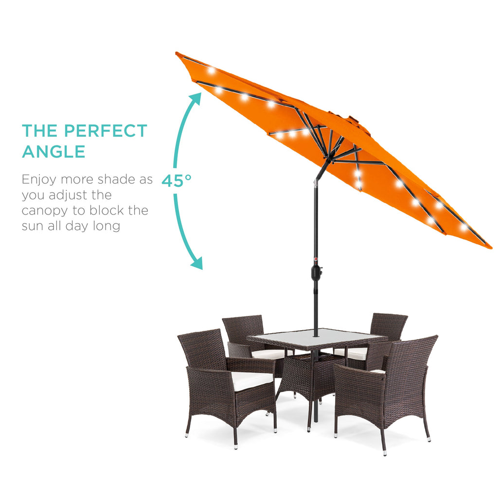 Solar LED Lighted Patio Umbrella w/ Tilt Adjustment, UV-Resistant - 10ft