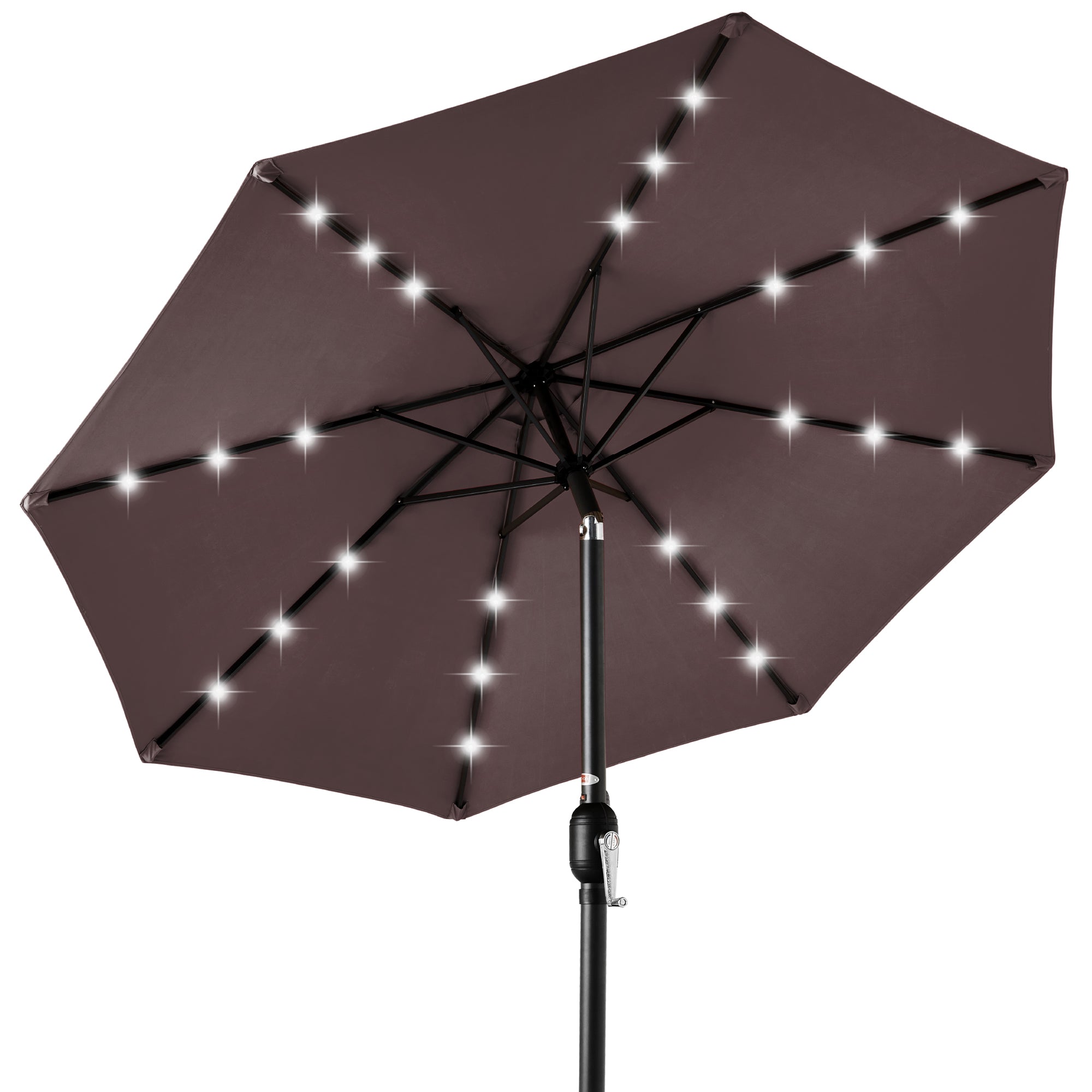 Solar LED Lighted Patio Umbrella w/ Tilt Adjustment, UV-Resistant - 10ft