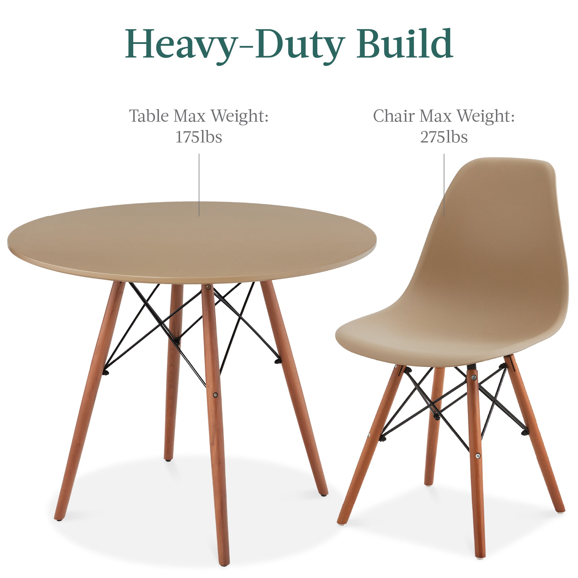 5-Piece Mid-Century Modern Dining Set w/ 4 Chairs, Wooden Legs, Metal Frame