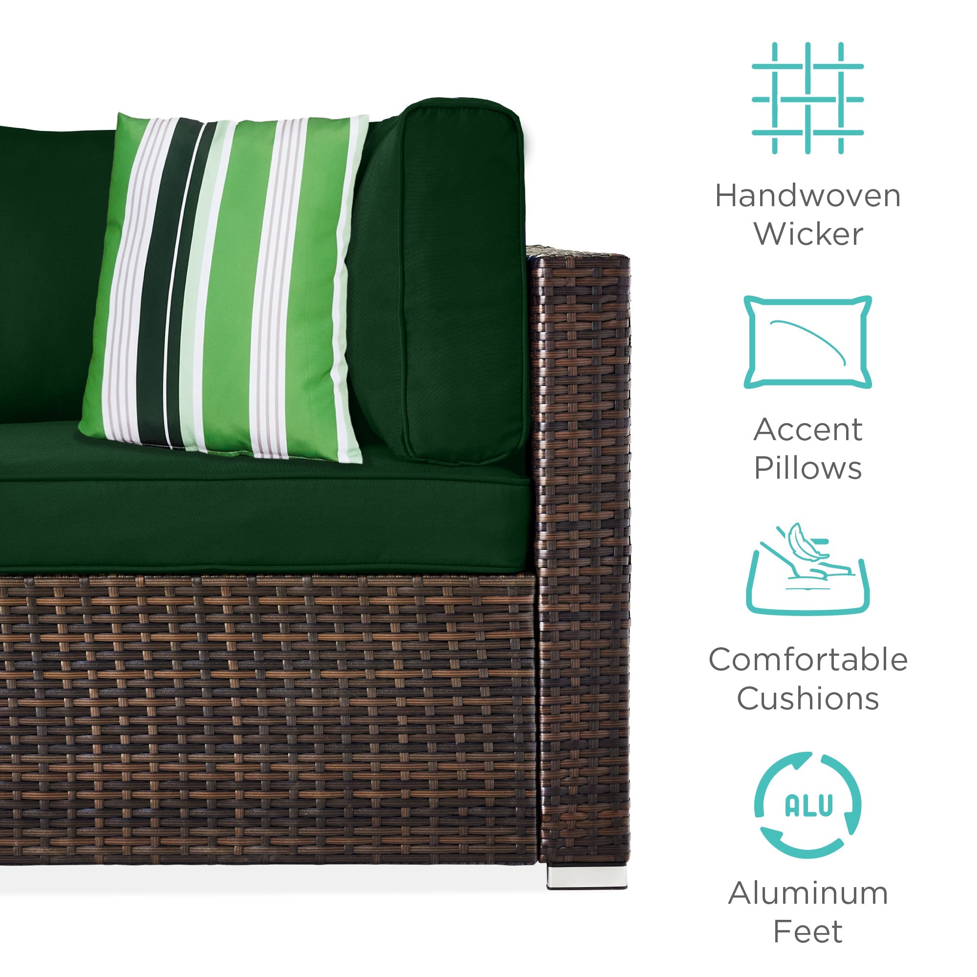 7-Piece Modular Wicker Sectional Conversation Set w/ 2 Pillows, Cover