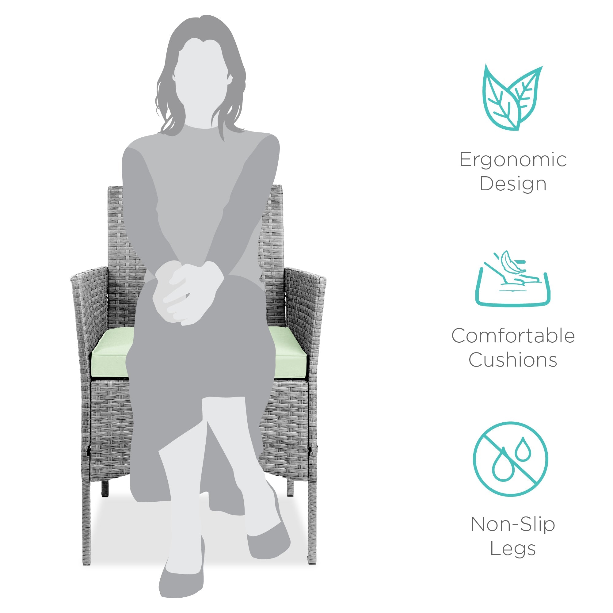 3-Piece Outdoor Patio Wicker Bistro Set w/ Side Storage Table