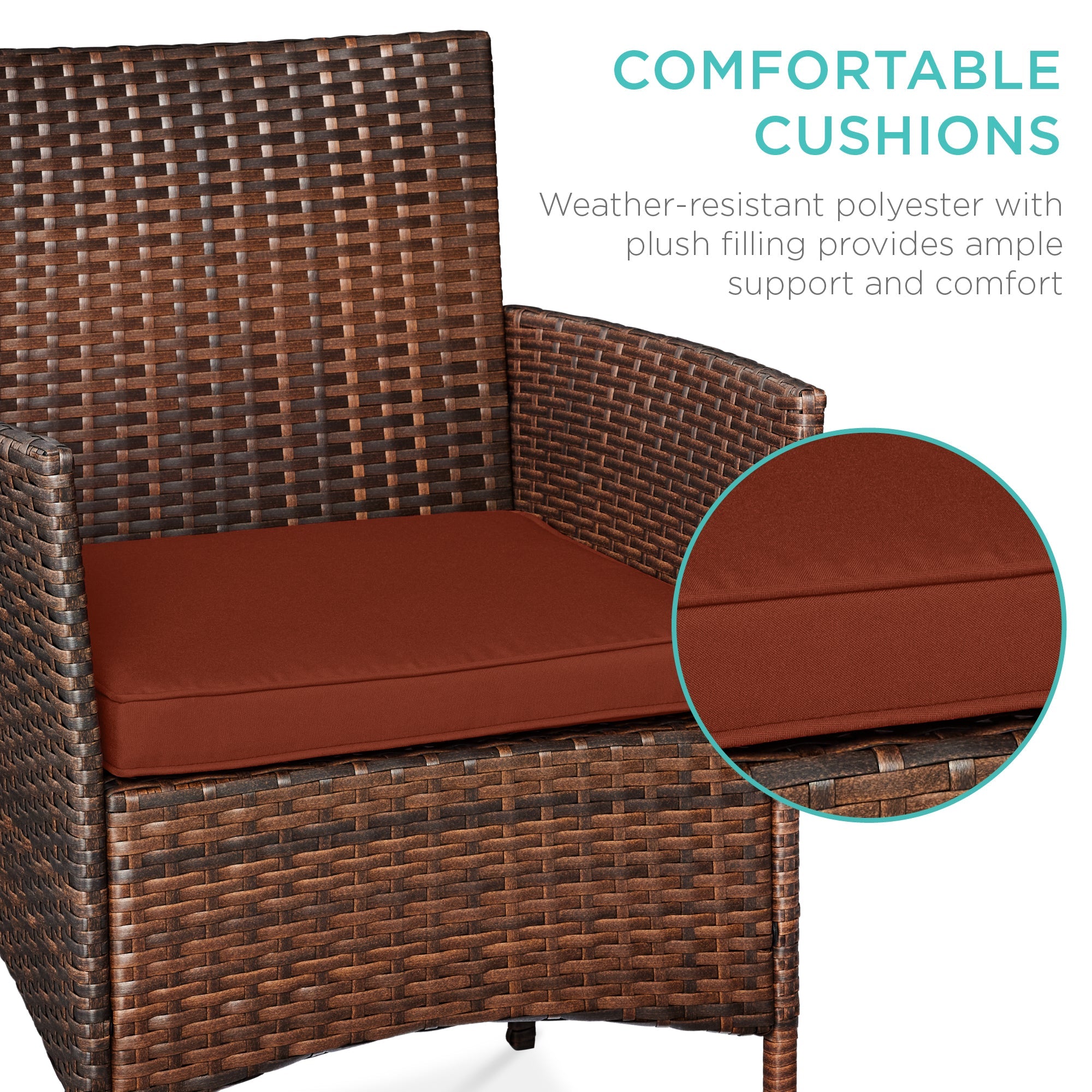 3-Piece Outdoor Patio Wicker Bistro Set w/ Side Storage Table