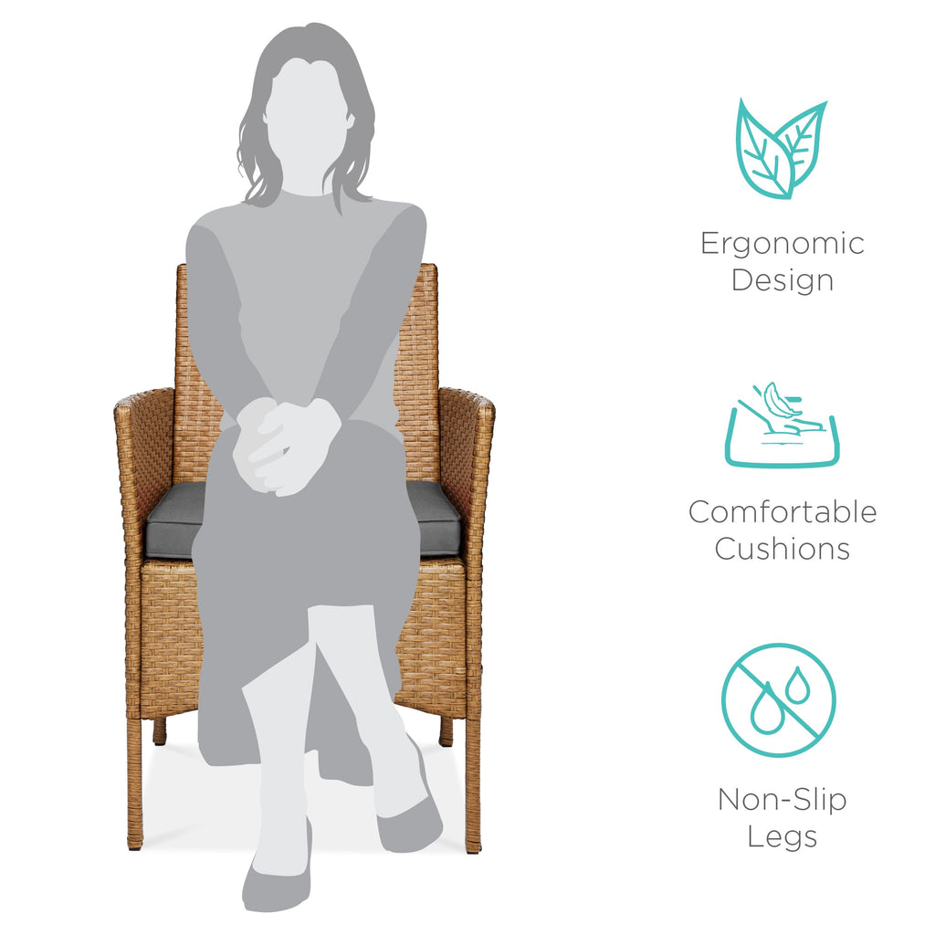 3-Piece Outdoor Patio Wicker Bistro Set w/ Side Storage Table