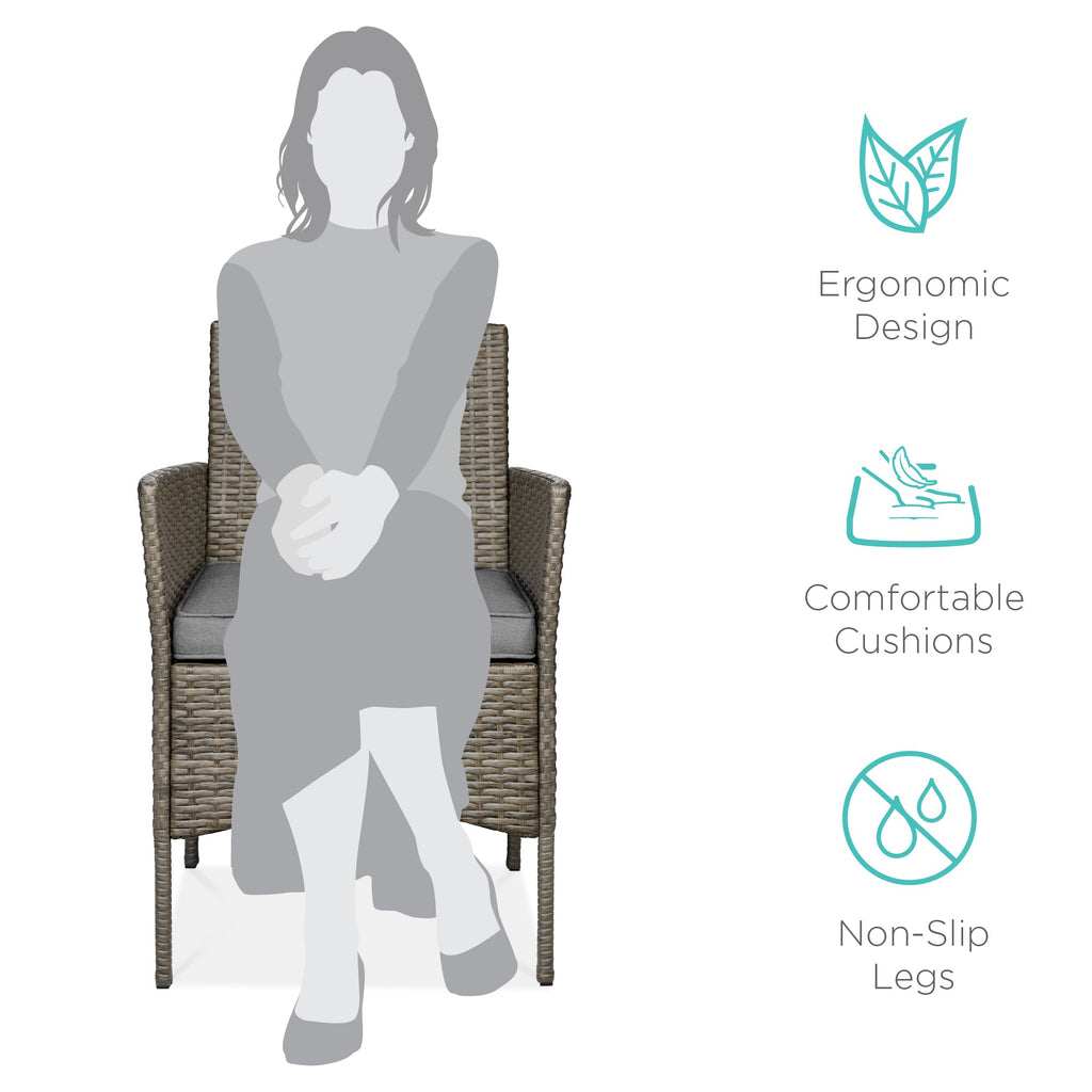 3-Piece Outdoor Patio Wicker Bistro Set w/ Side Storage Table