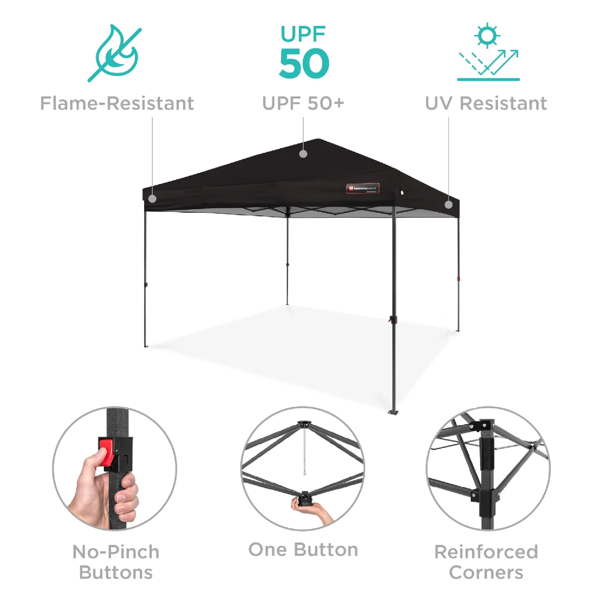 One-Person Setup Instant Pop Up Canopy w/ Case, 4 Weight Bags - 12x12ft