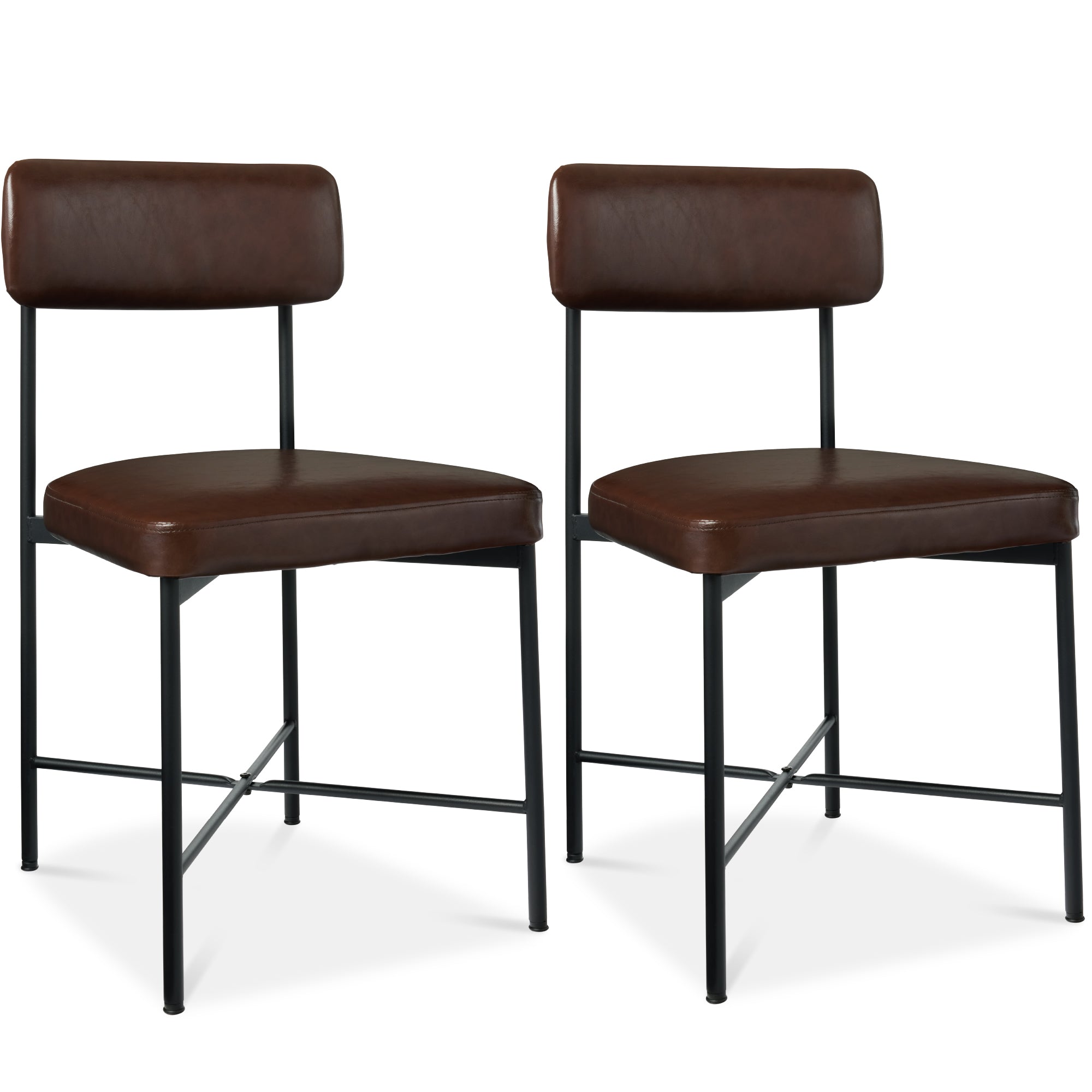 Dining Chair Set of 2, Faux Leather, Standard Height, Metal Frame
