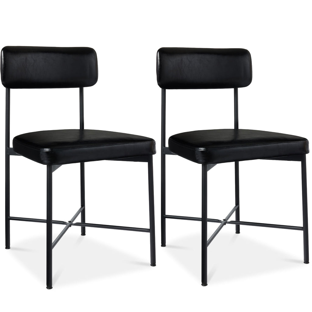 Dining Chair Set of 2, Faux Leather, Standard Height, Metal Frame