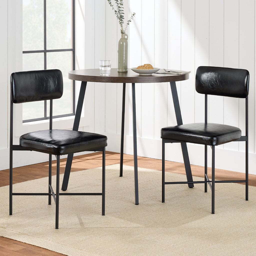 Dining Chair Set of 2, Faux Leather, Standard Height, Metal Frame