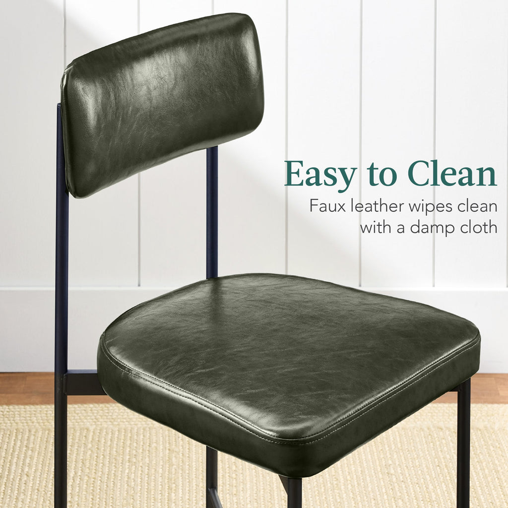 Dining Chair Set of 2, Faux Leather, Standard Height, Metal Frame