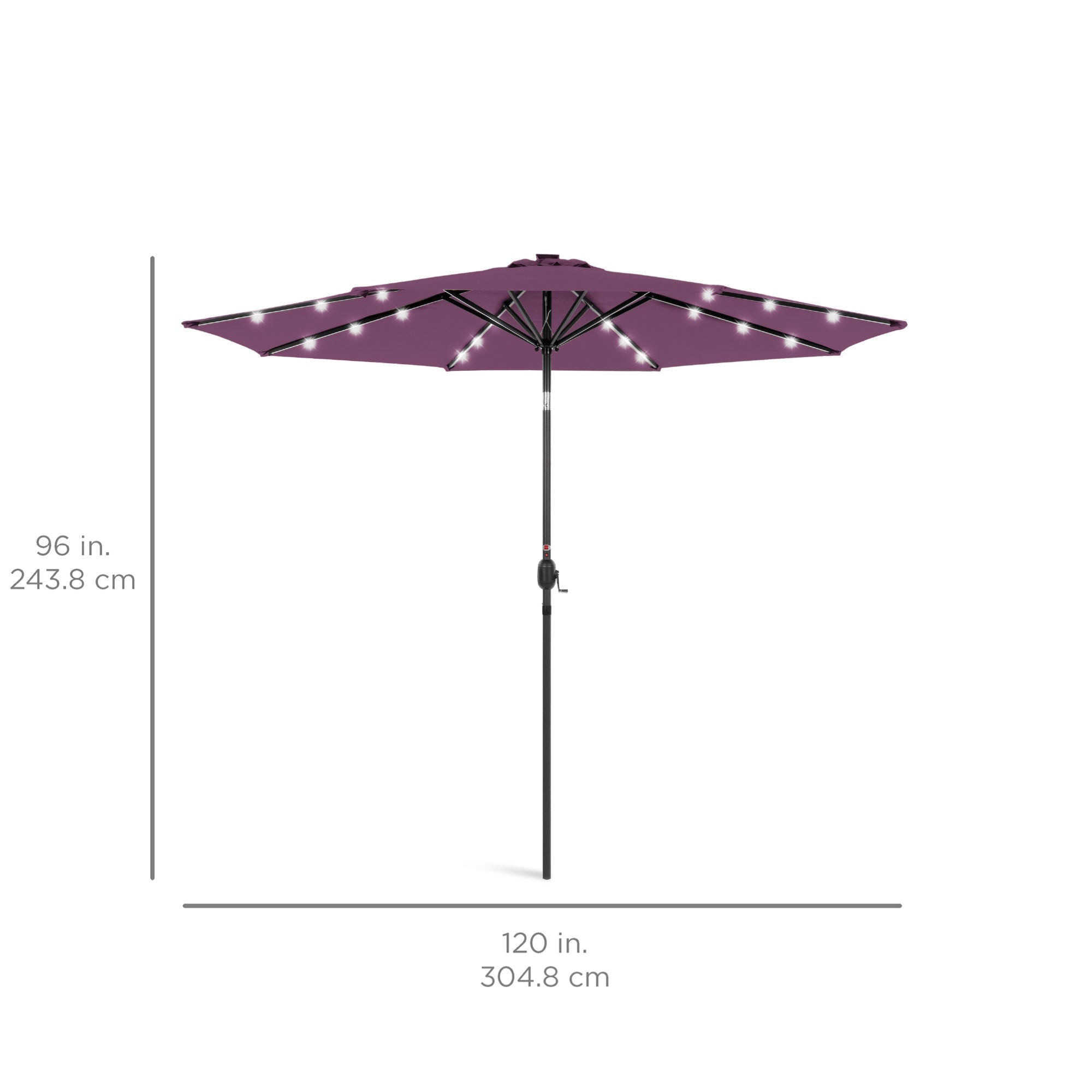 Solar LED Lighted Patio Umbrella w/ Tilt Adjustment, UV-Resistant - 10ft