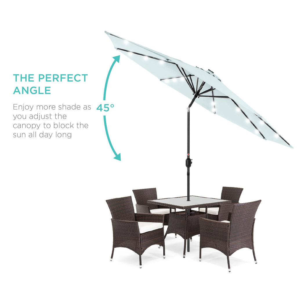 Solar LED Lighted Patio Umbrella w/ Tilt Adjustment, UV-Resistant - 10ft