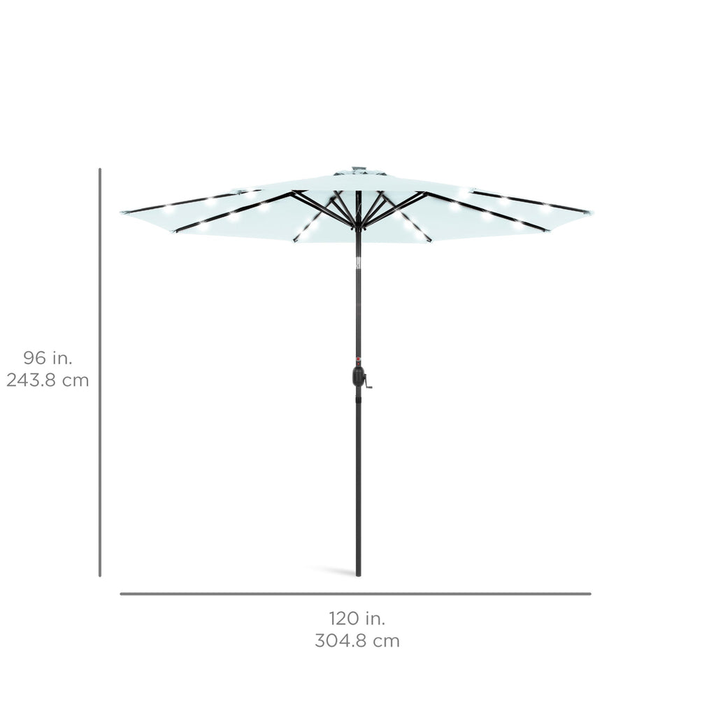 Solar LED Lighted Patio Umbrella w/ Tilt Adjustment, UV-Resistant - 10ft